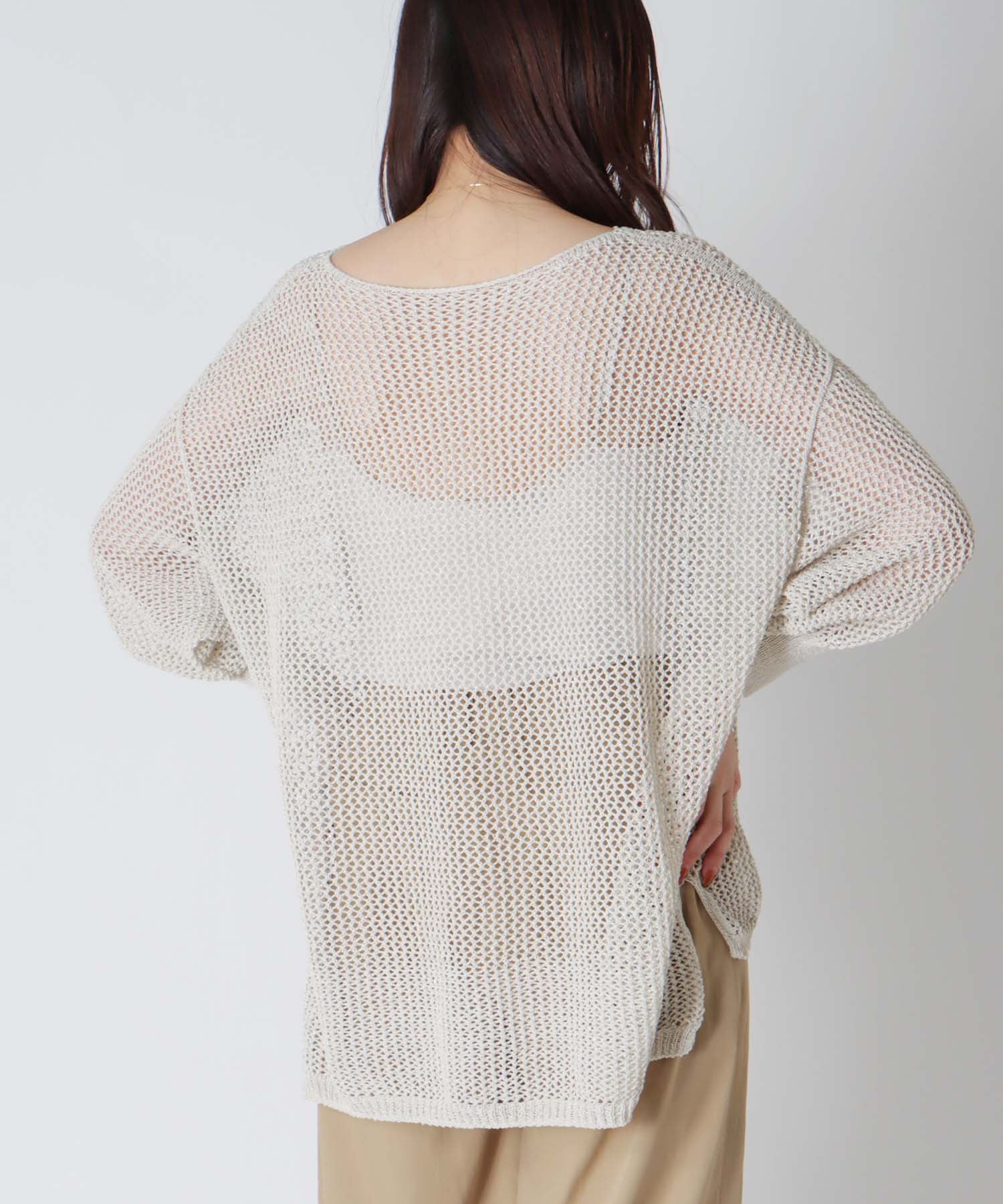 ＜Sugar Rose＞lame paper yarn pullover