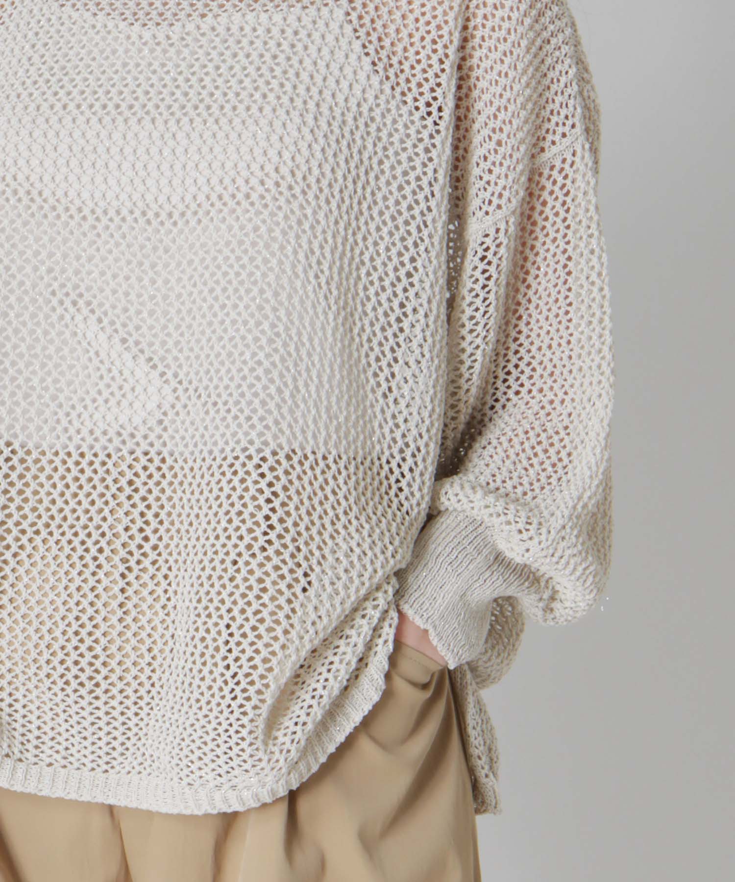＜Sugar Rose＞lame paper yarn pullover