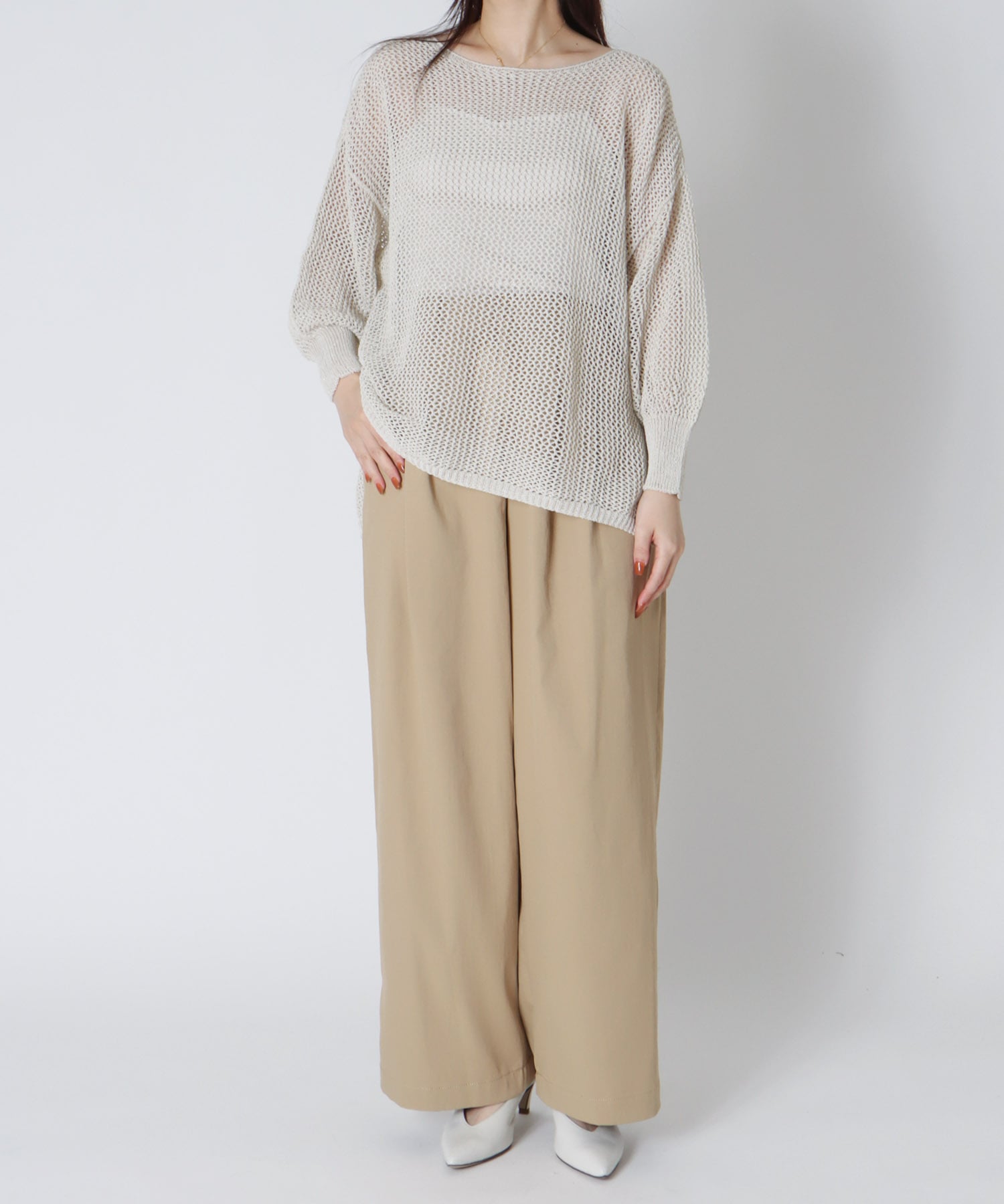 ＜Sugar Rose＞lame paper yarn pullover