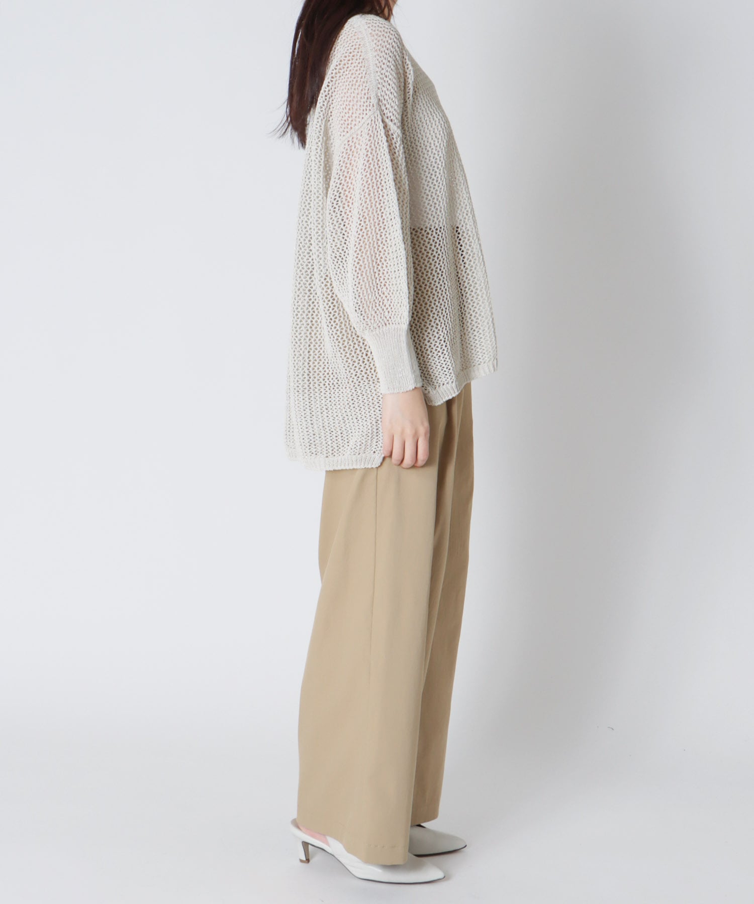 ＜Sugar Rose＞lame paper yarn pullover