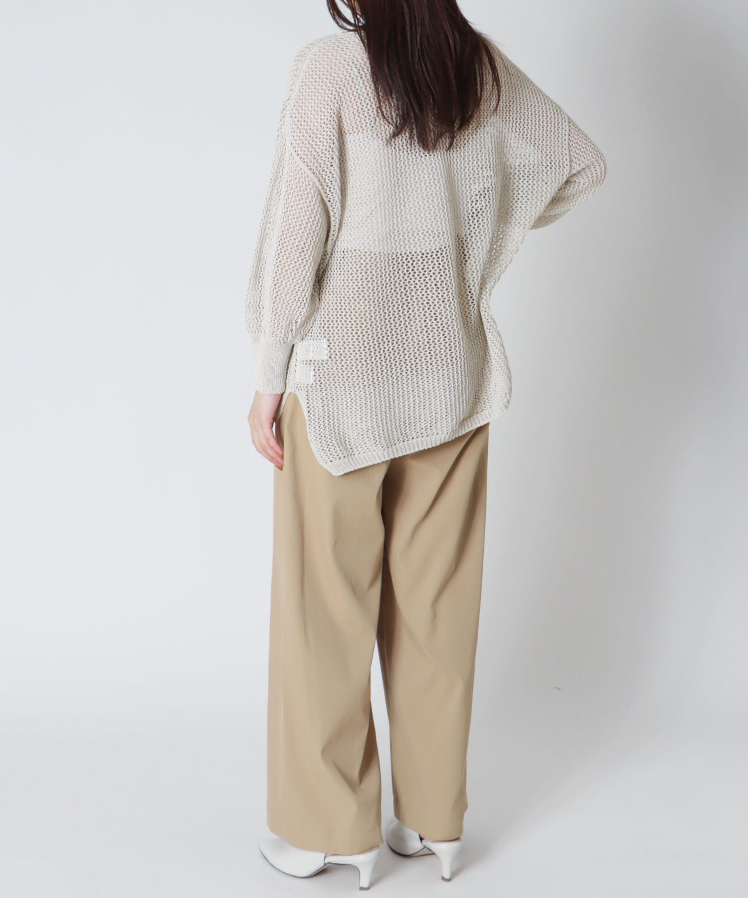 ＜Sugar Rose＞lame paper yarn pullover