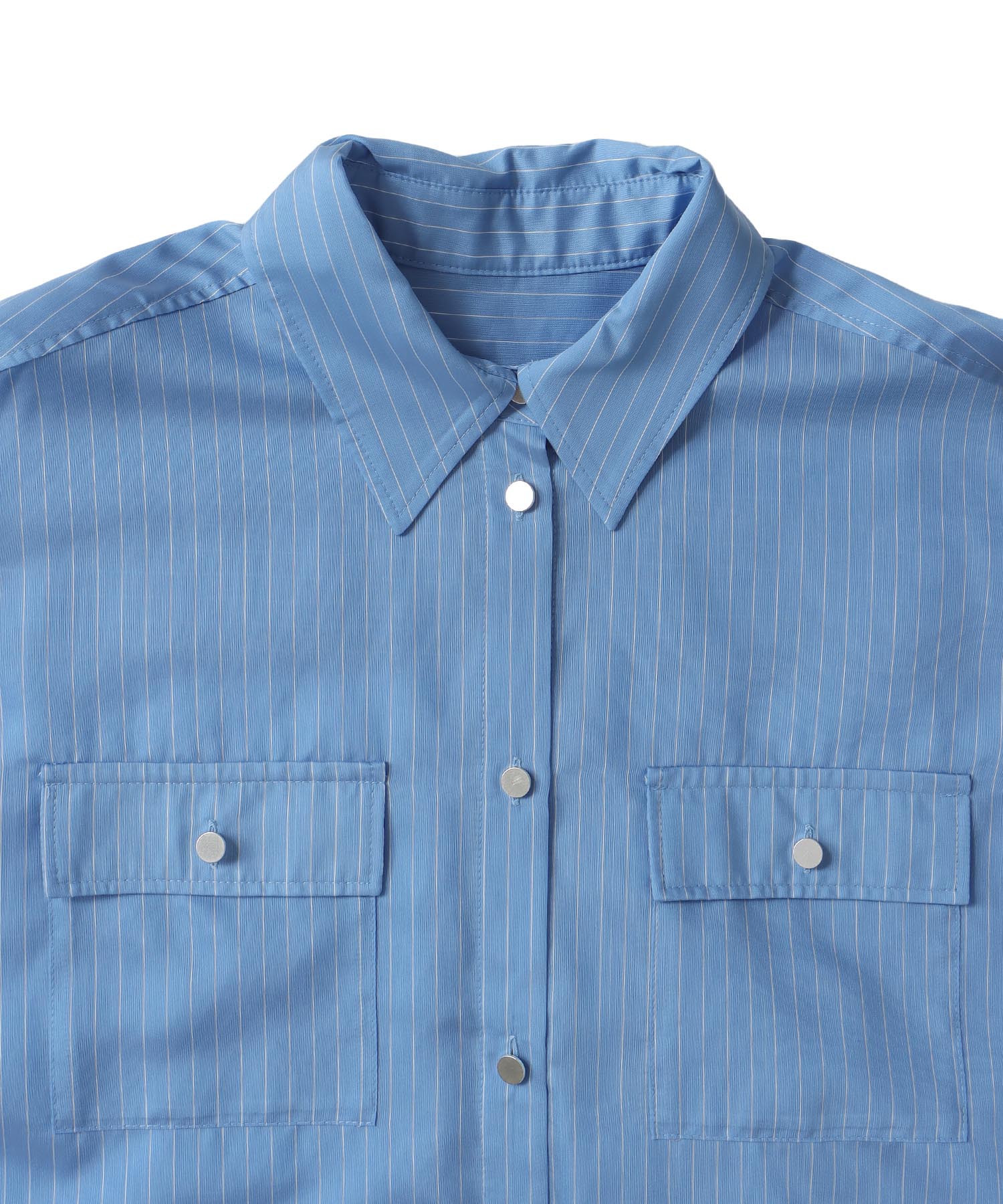 ＜B7＞stripe sleeve gather blouse