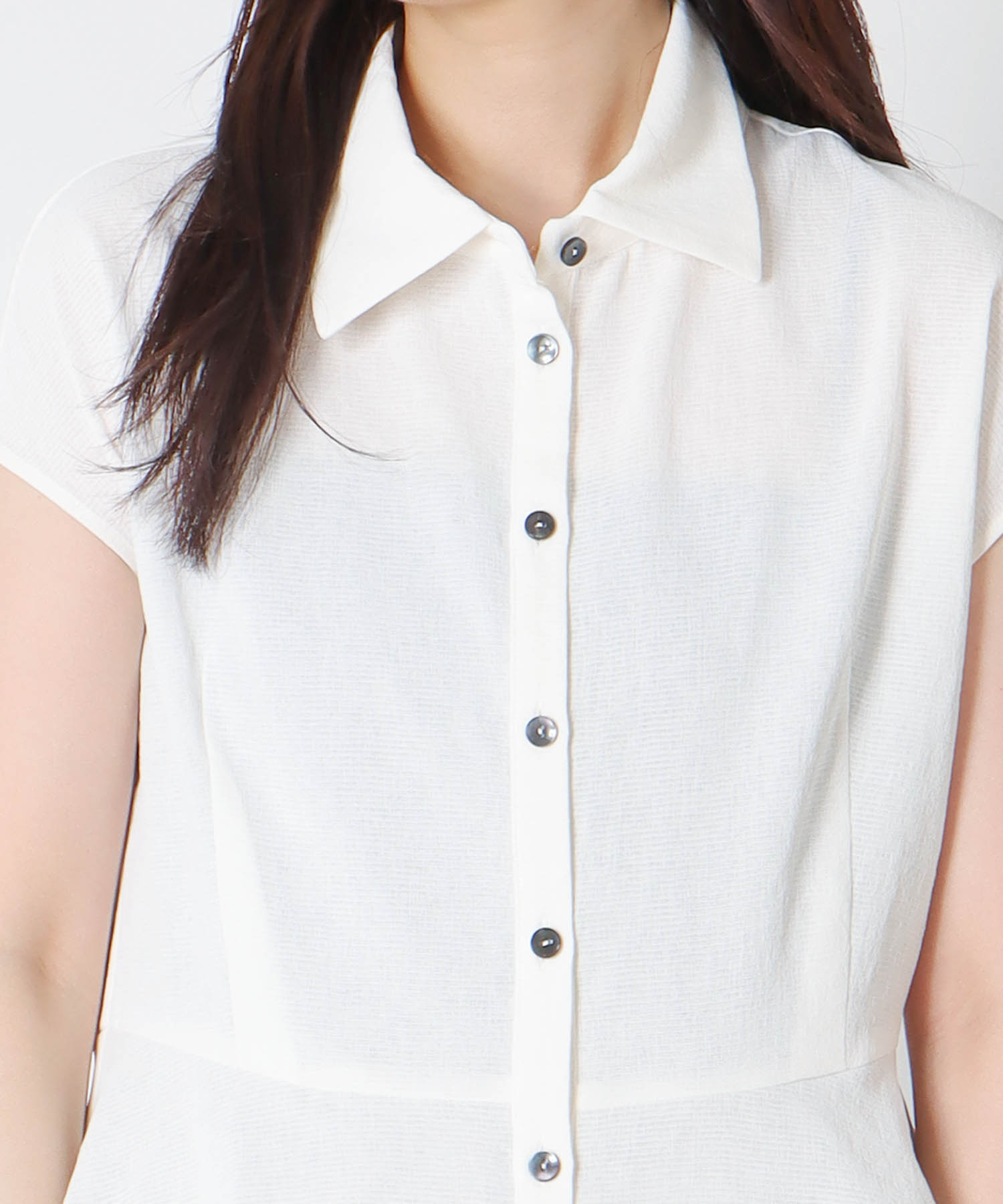 ＜B7＞double gauze soft peplum blouse
