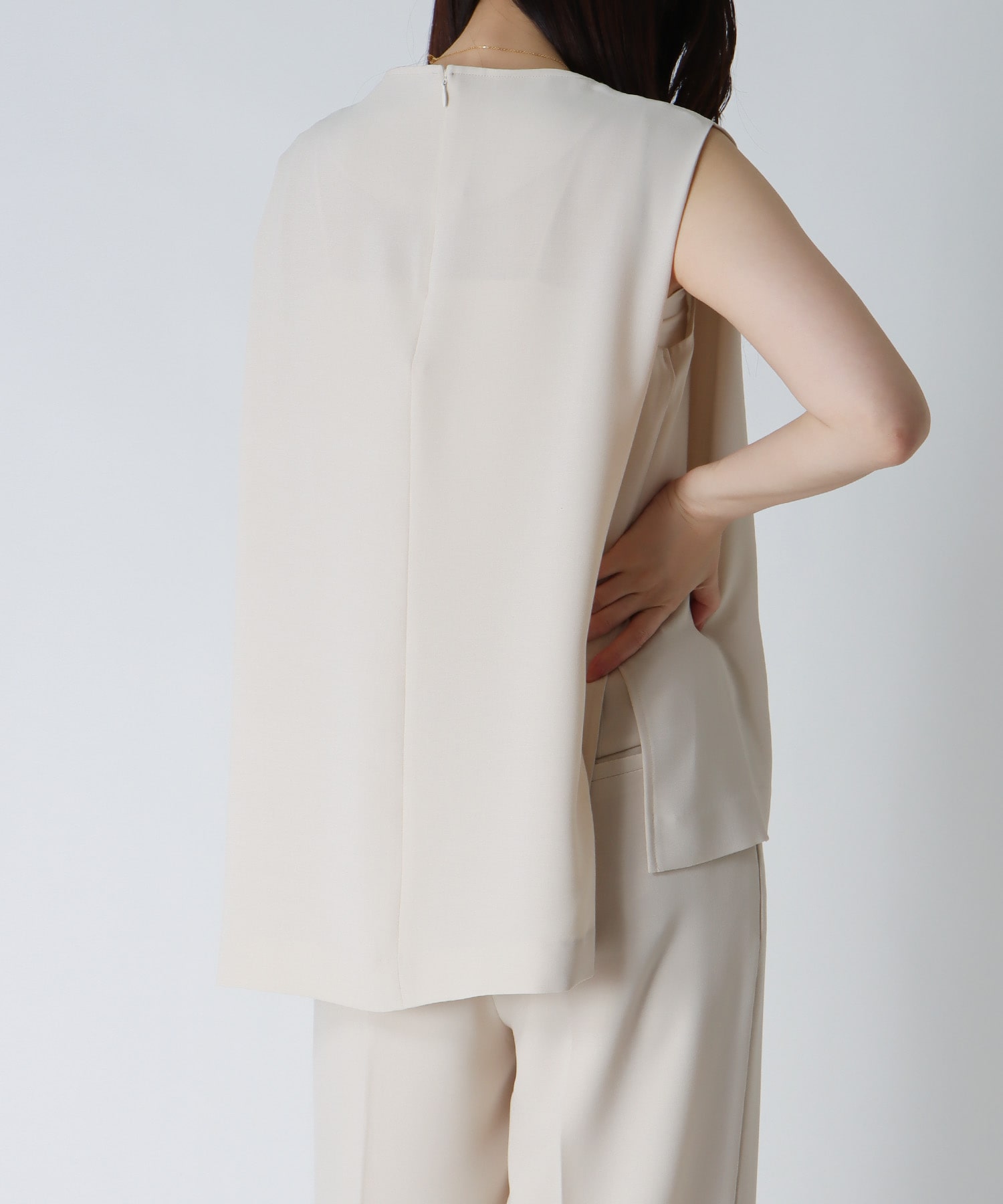 ＜B7＞melange twill sleeveless blouse
