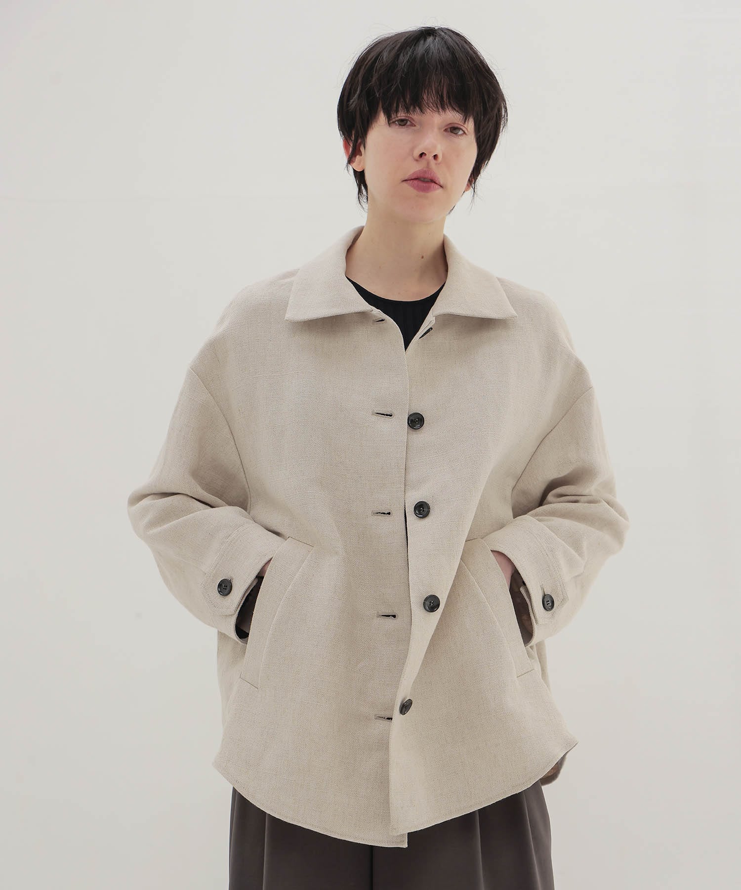 ＜B7＞linen slub shirts coat