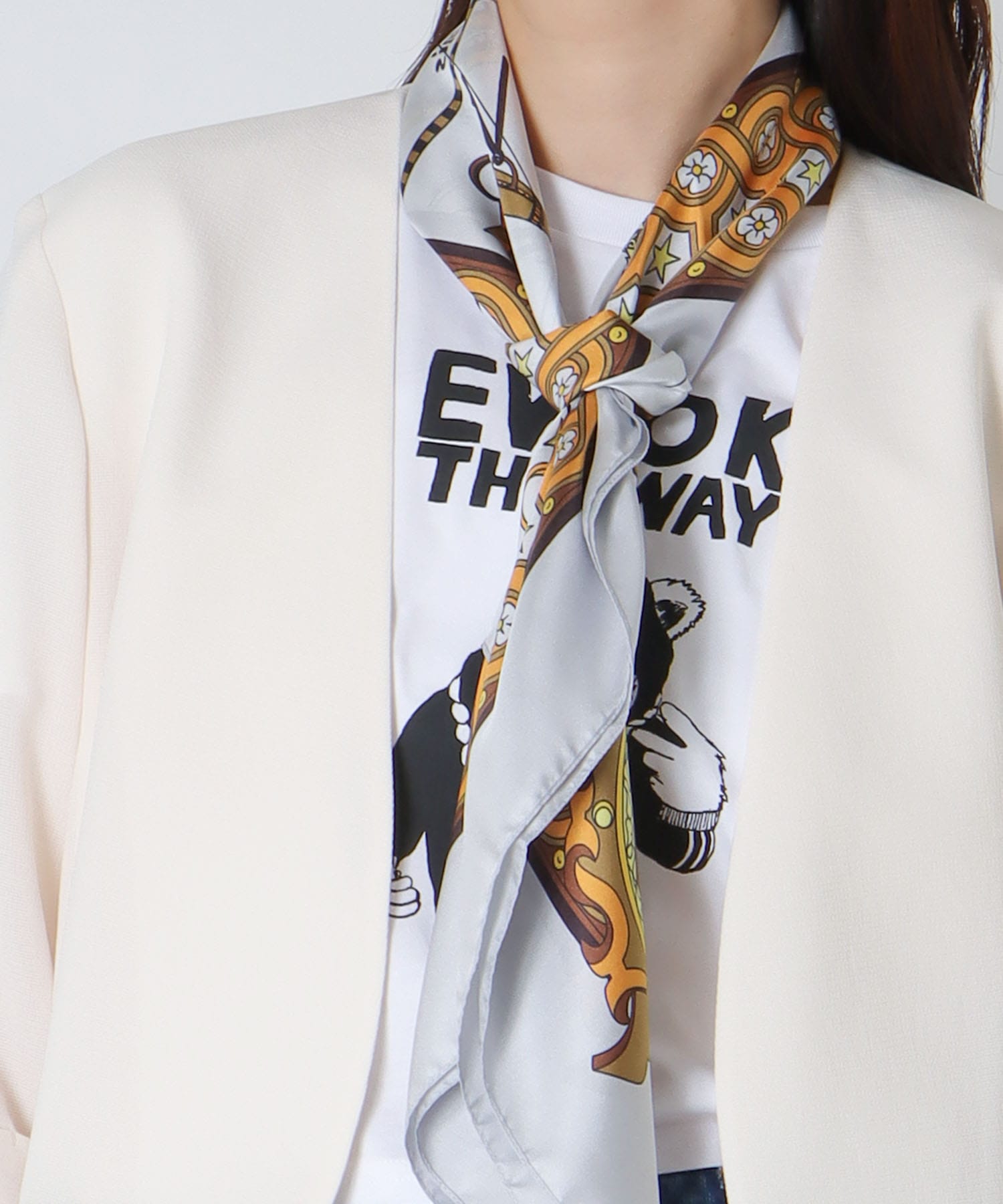 ＜B7＞collarless half sleeve jacket