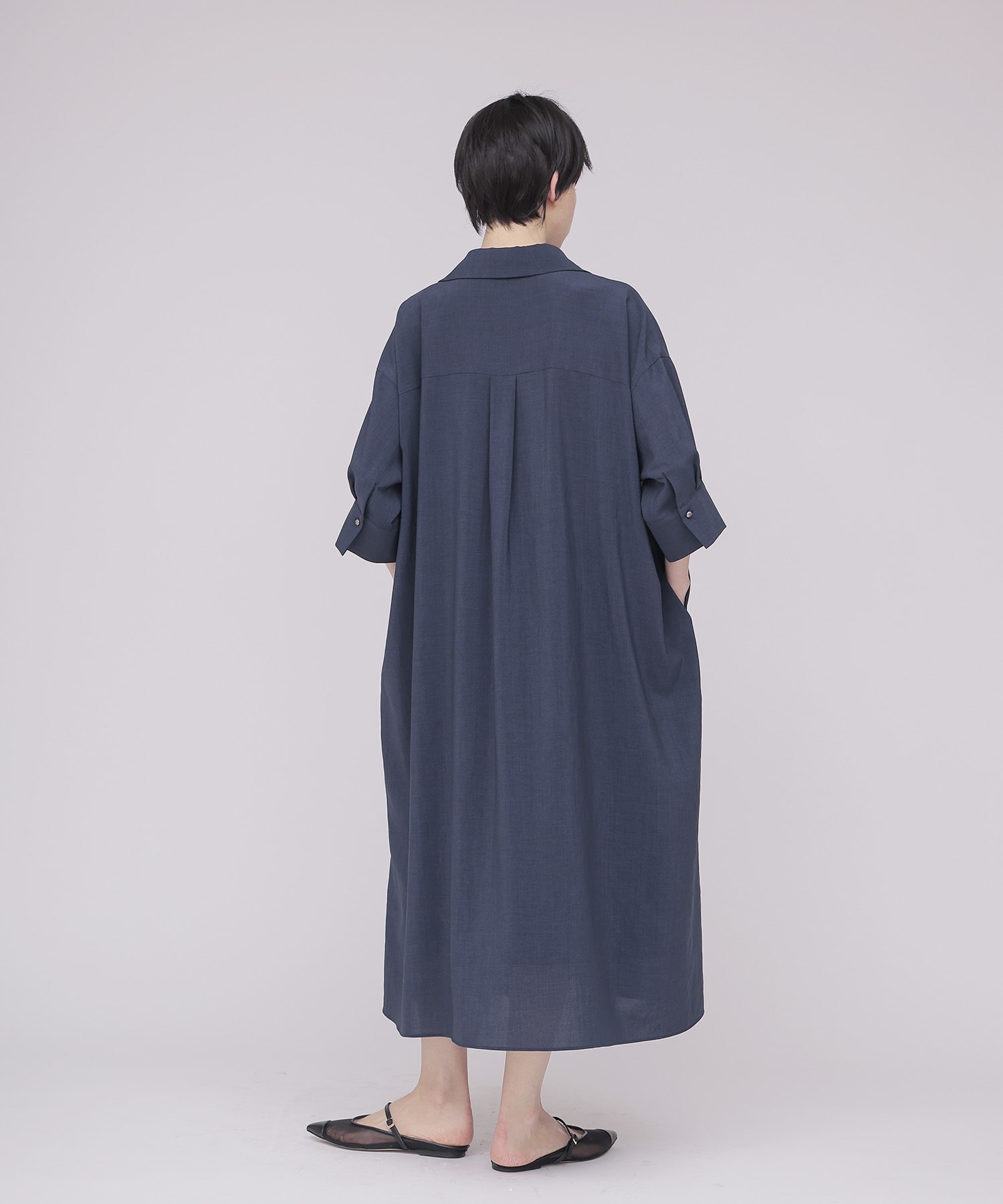 ＜B7＞linen like relax dress
