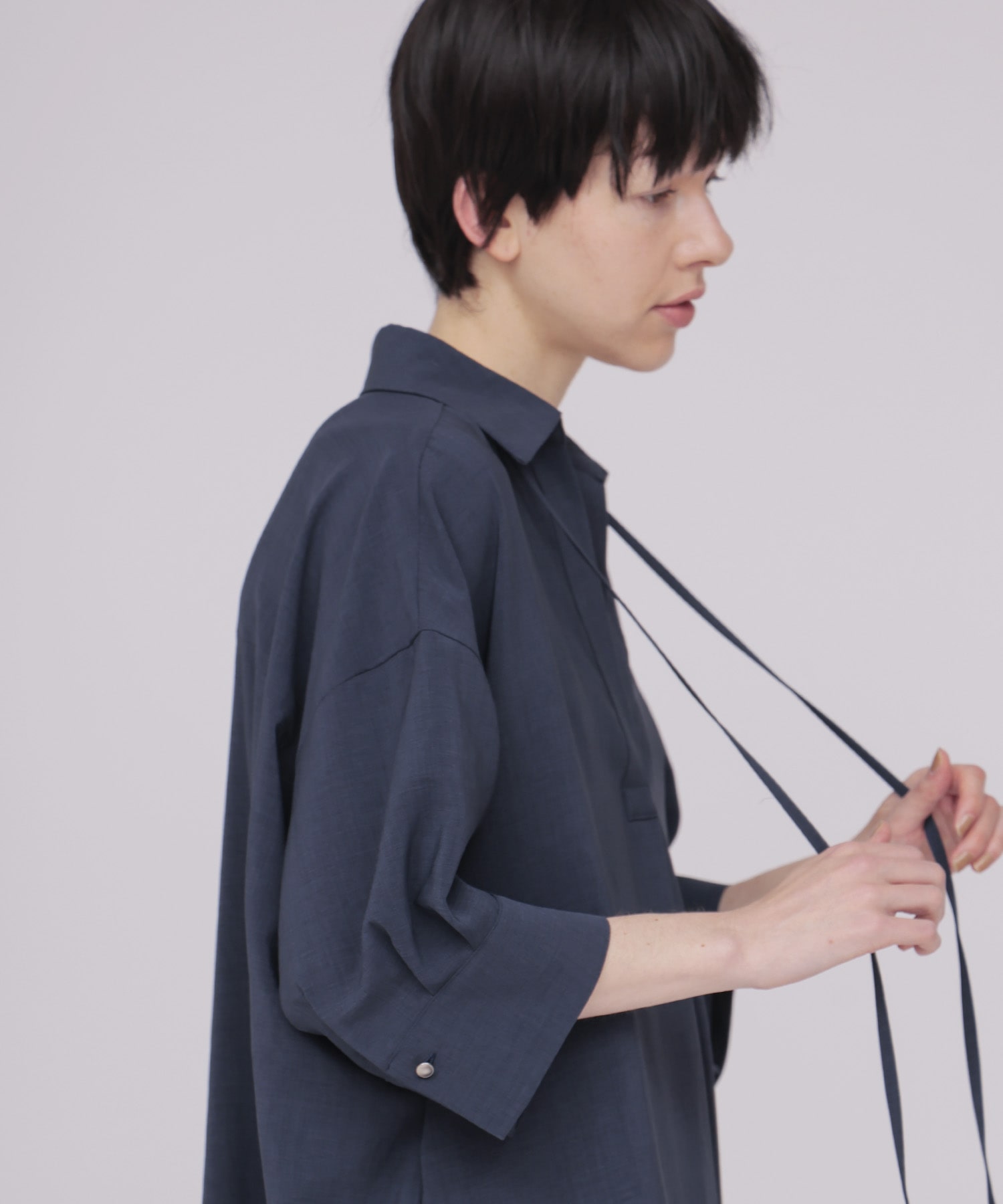 ＜B7＞linen like relax dress