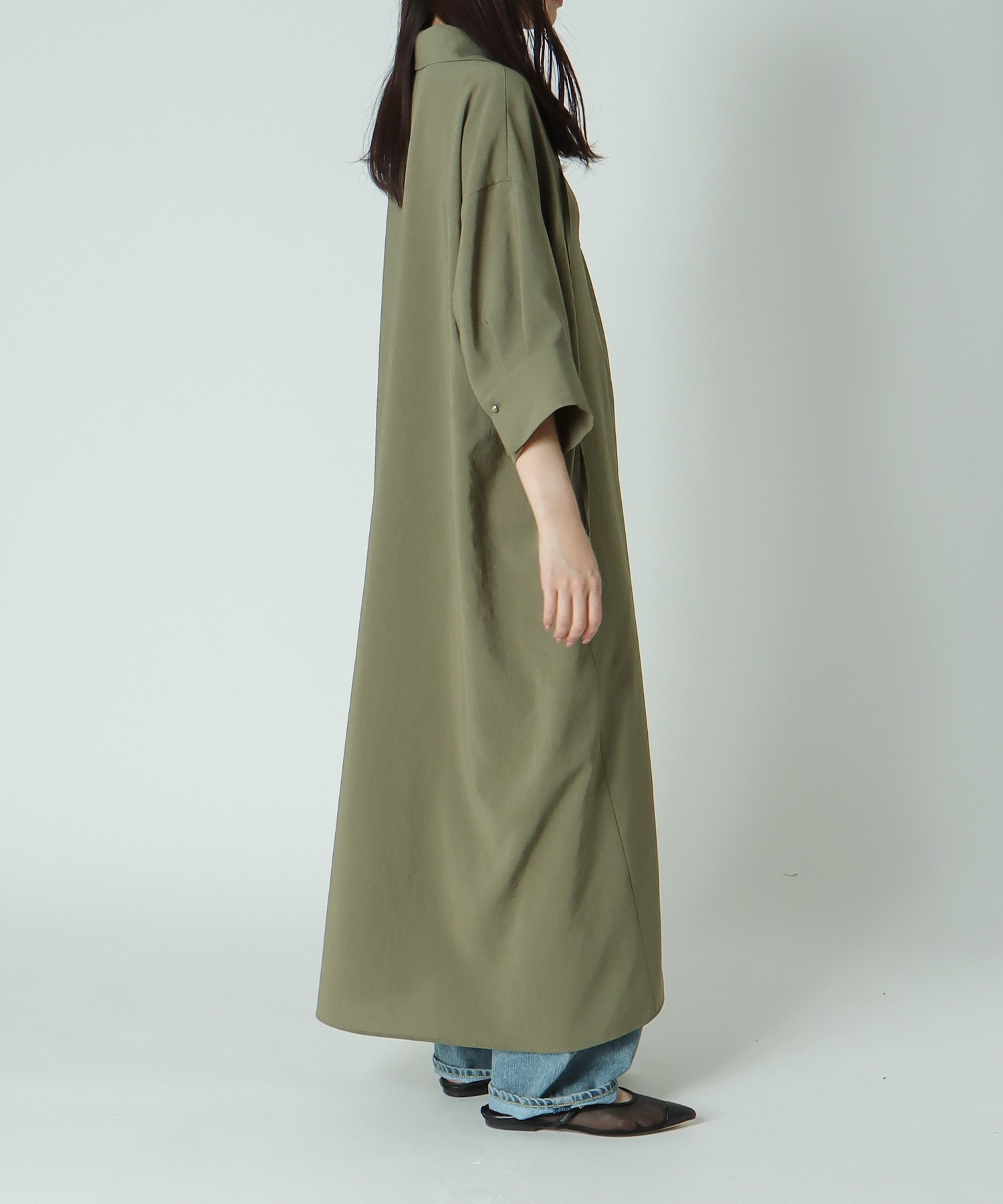 ＜B7＞linen like relax dress