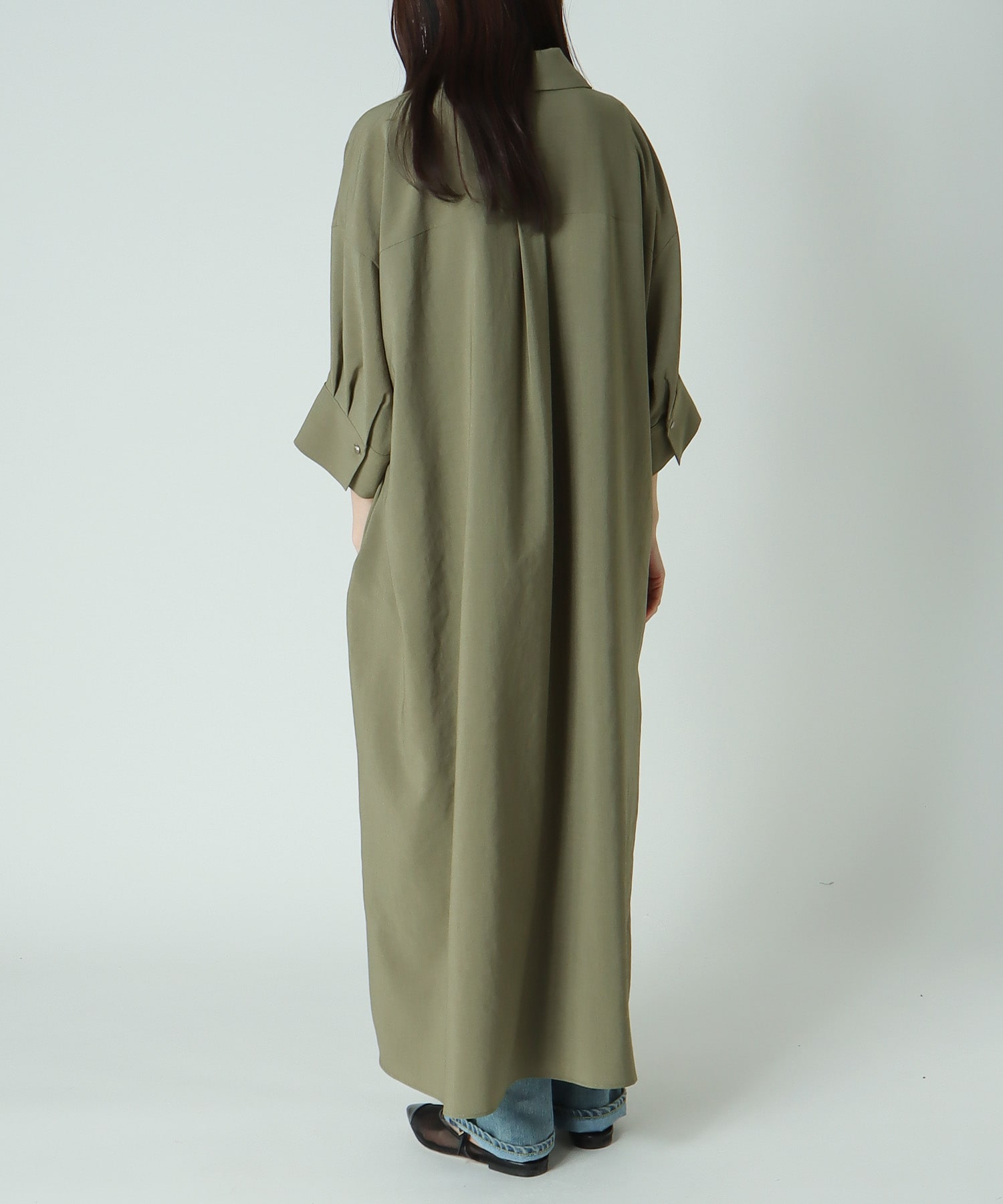 ＜B7＞linen like relax dress