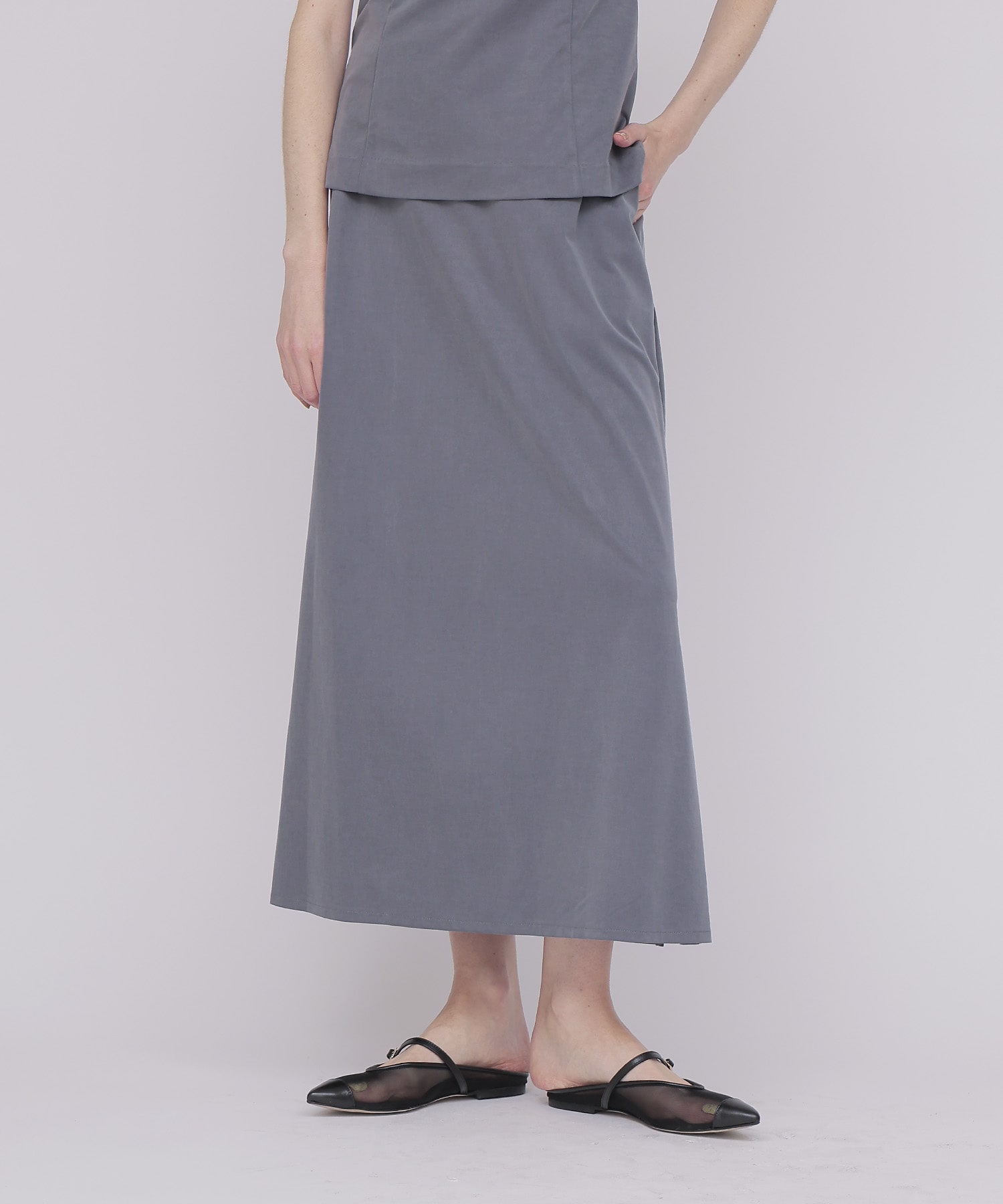 ＜B7＞cupra fibril jersey slit skirt