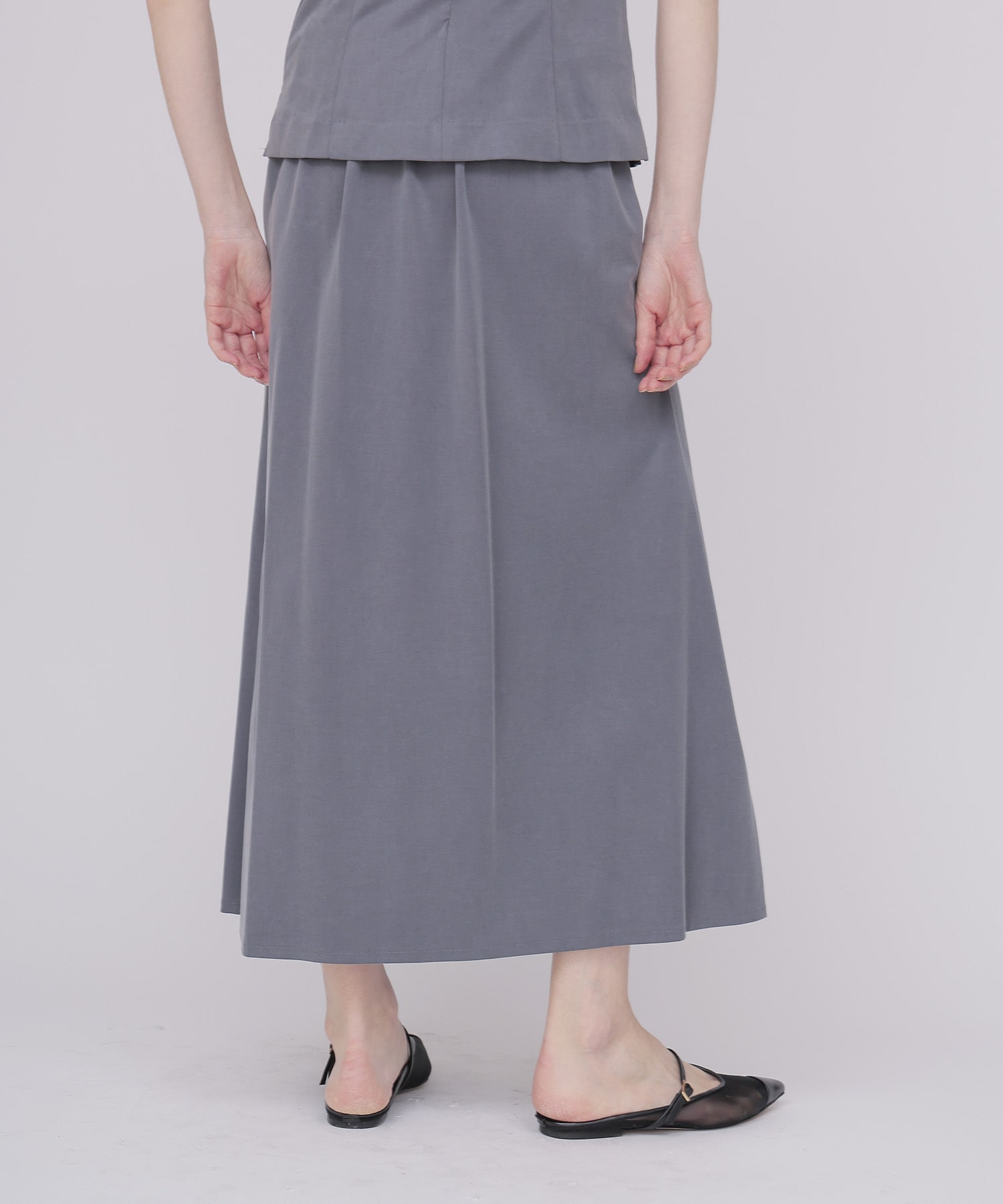 ＜B7＞cupra fibril jersey slit skirt