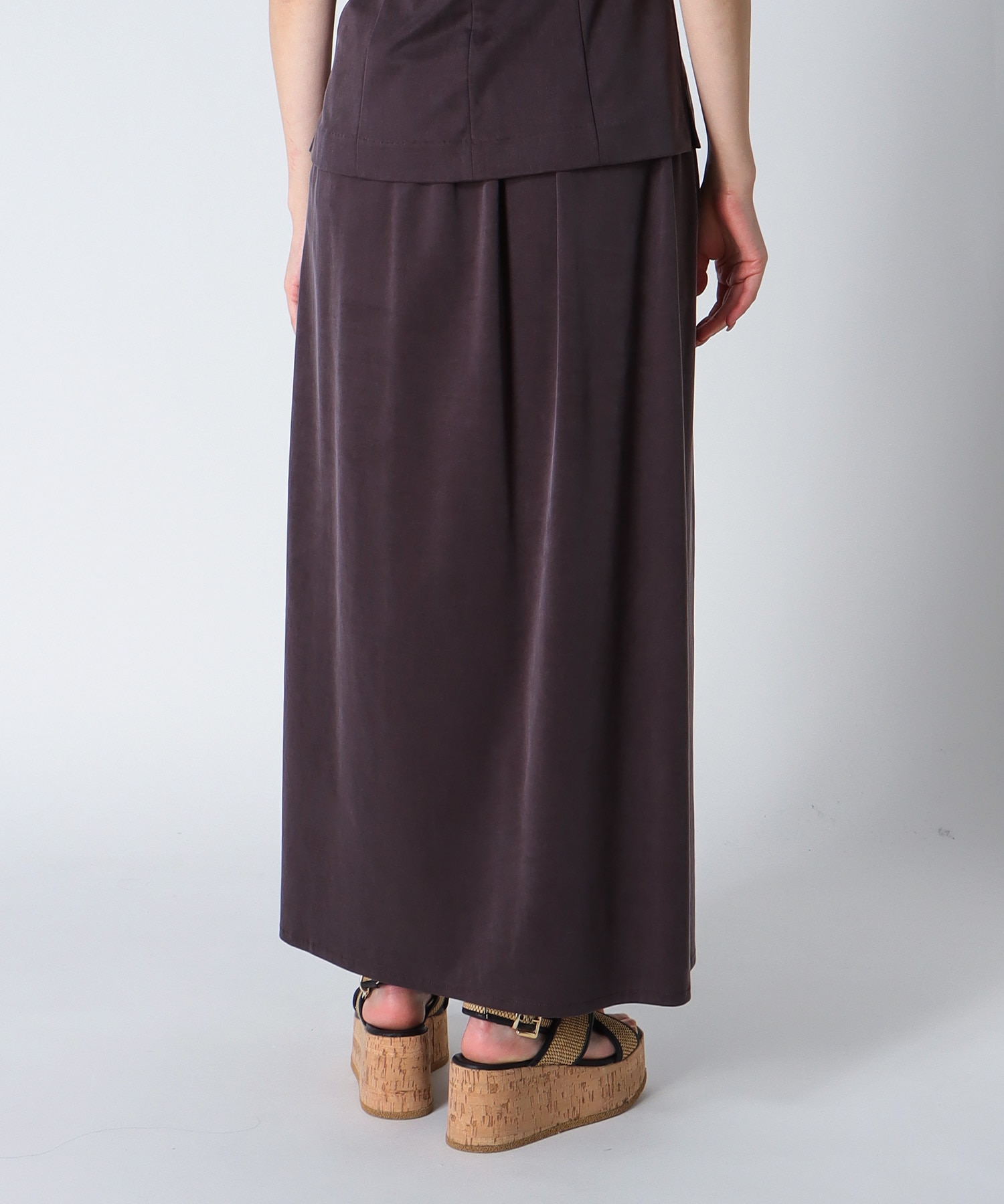 ＜B7＞cupra fibril jersey slit skirt