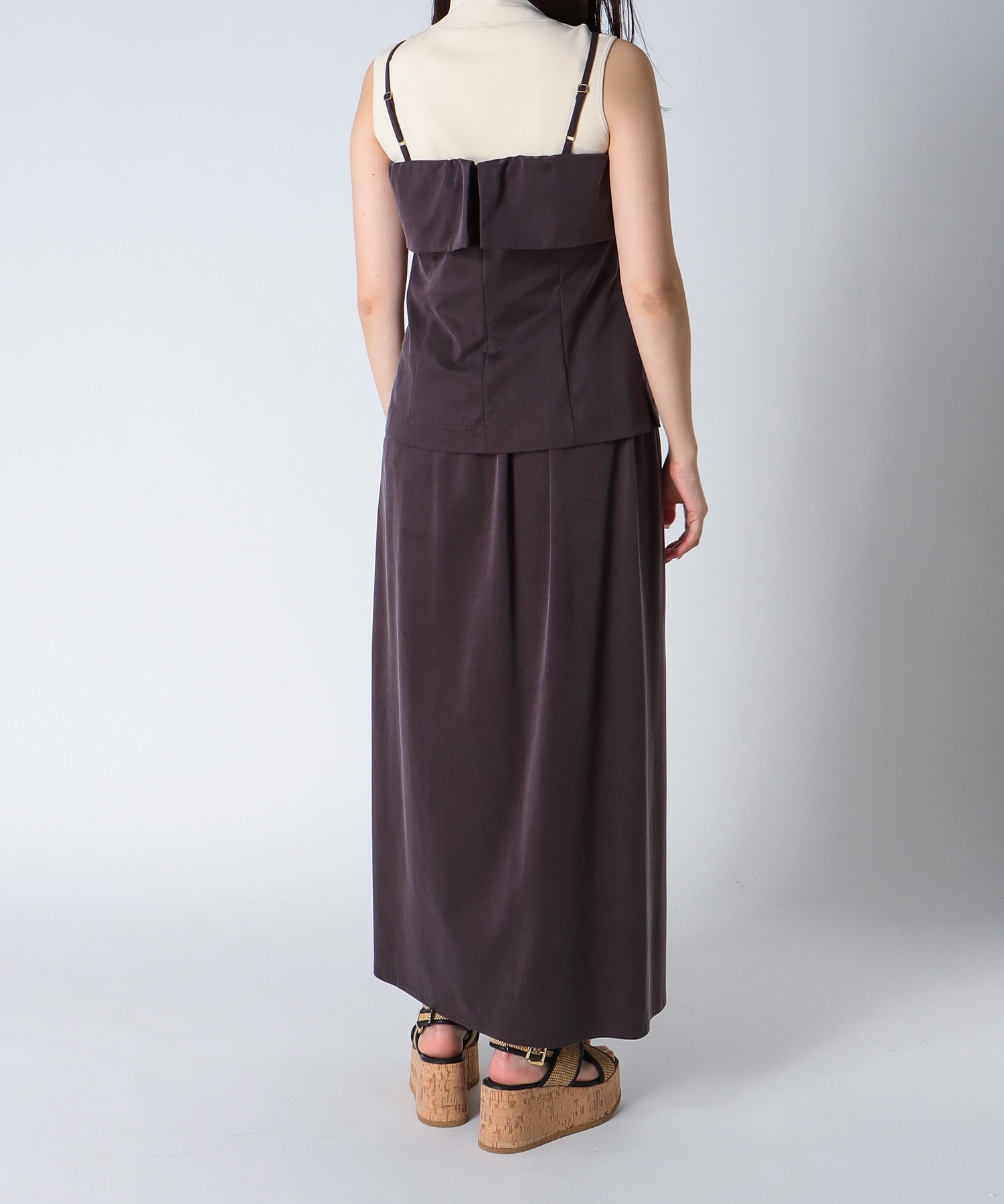 ＜B7＞cupra fibril jersey slit skirt