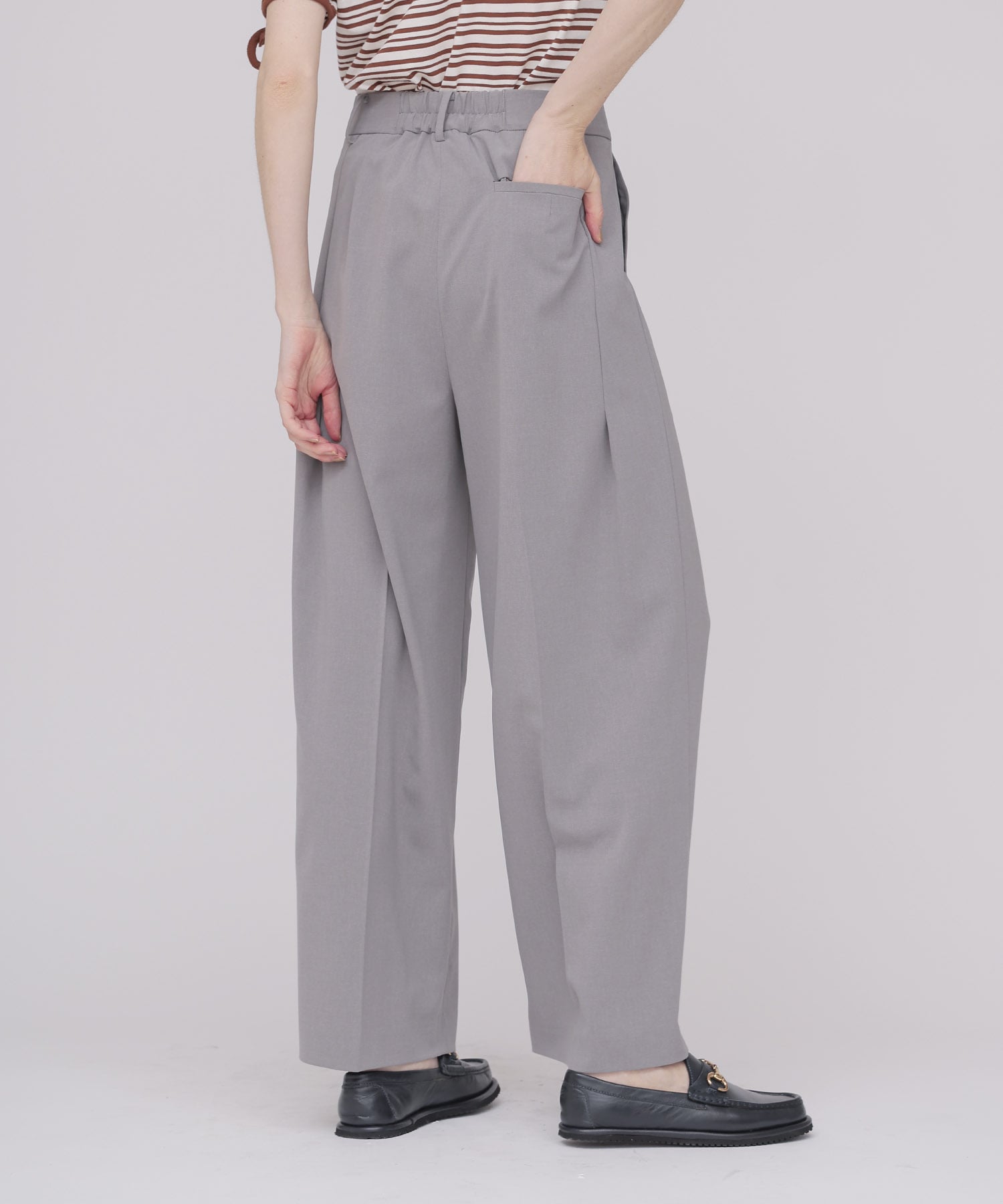 ＜B7＞chambray stylish wide pants