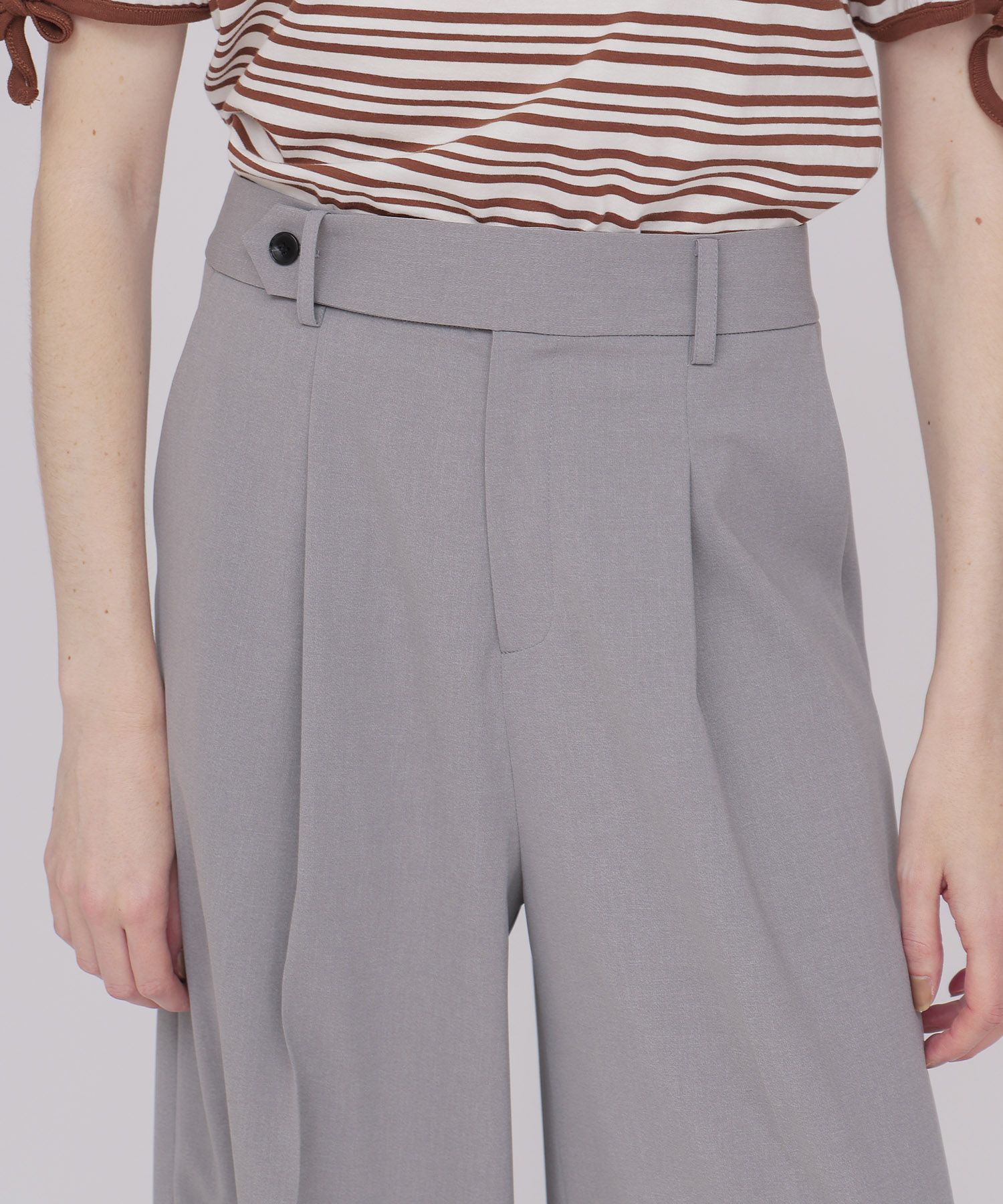 ＜B7＞chambray stylish wide pants