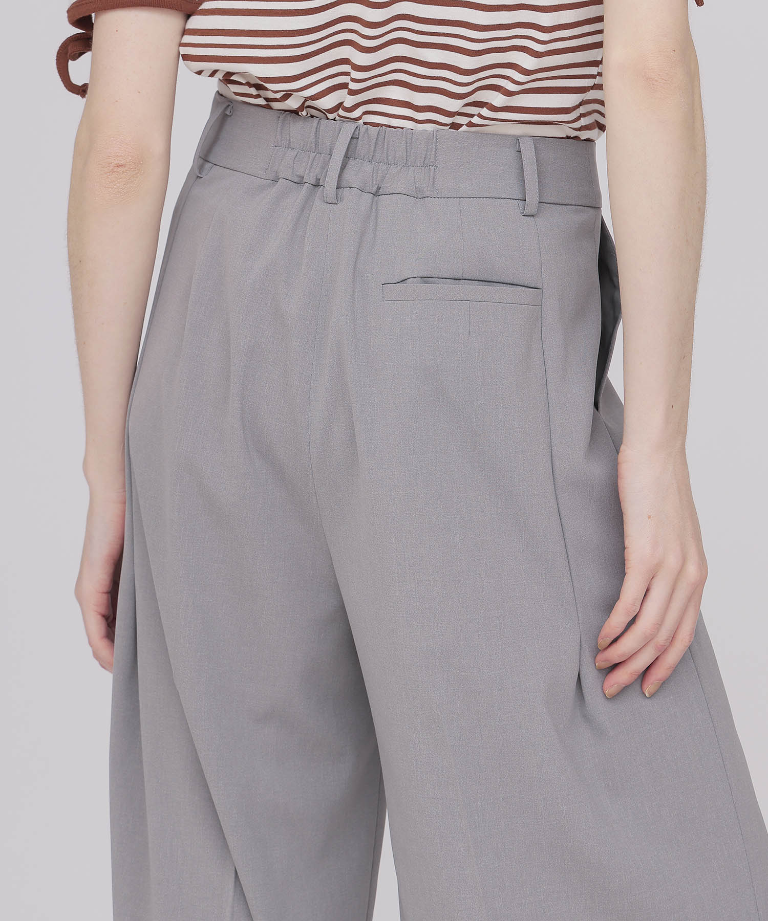 ＜B7＞chambray stylish wide pants