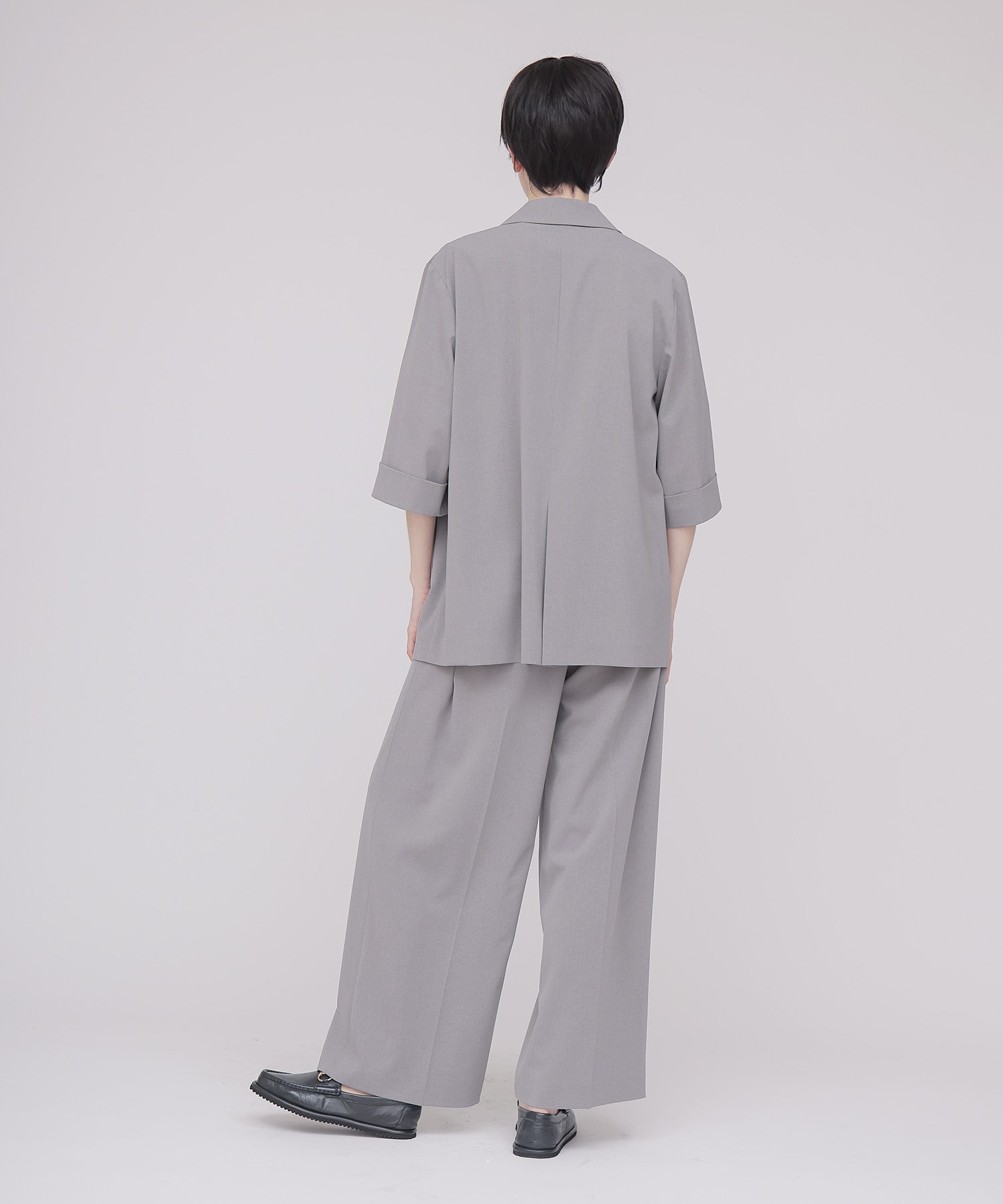 ＜B7＞chambray stylish wide pants