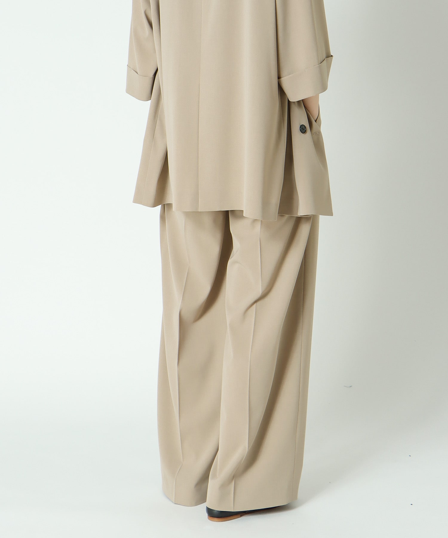 ＜B7＞chambray stylish wide pants