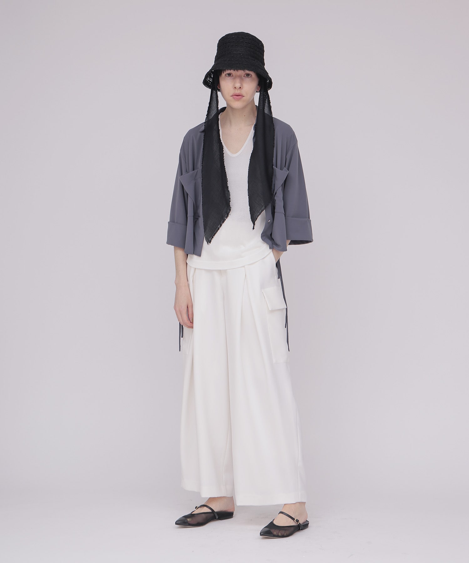 ＜B7＞ powder twill stretch cargo pants