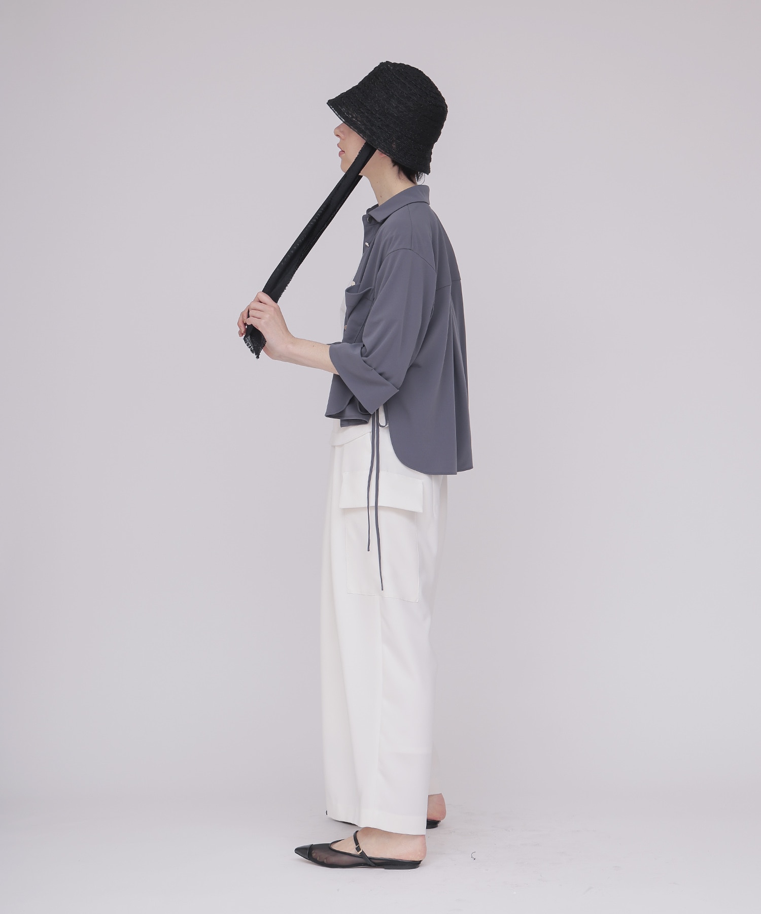 ＜B7＞ powder twill stretch cargo pants