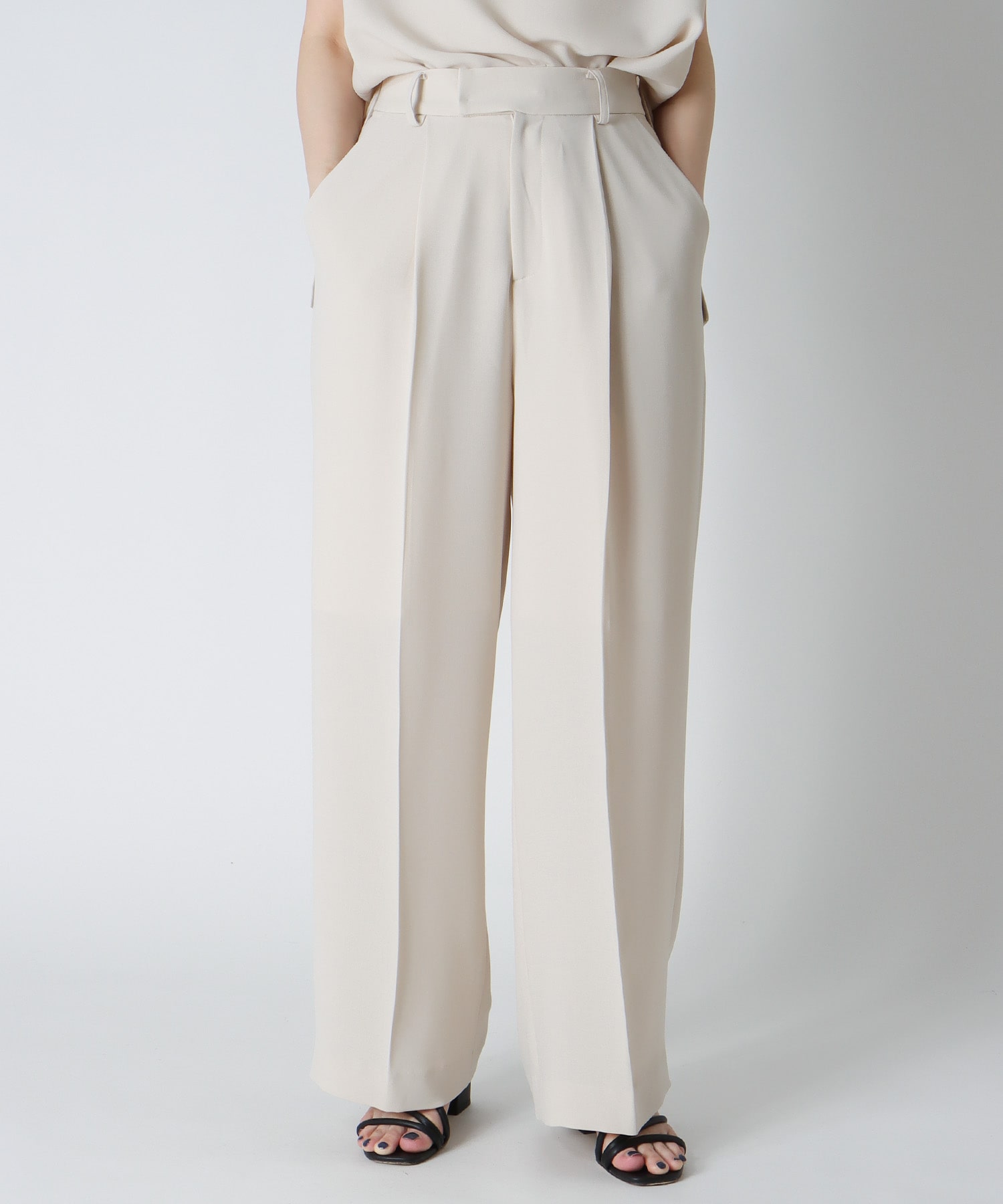 ＜B7＞melange twill wide pants
