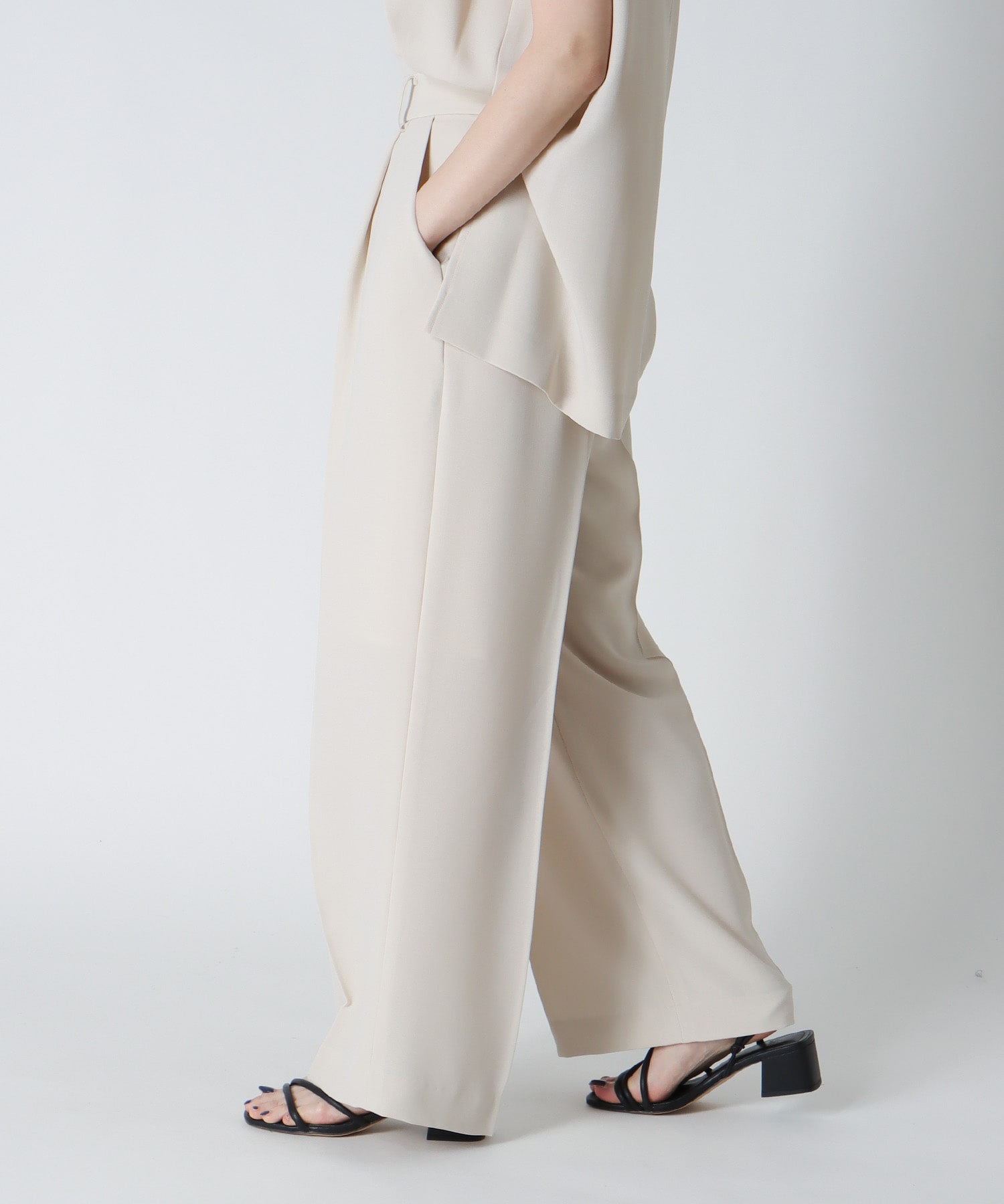 ＜B7＞melange twill wide pants