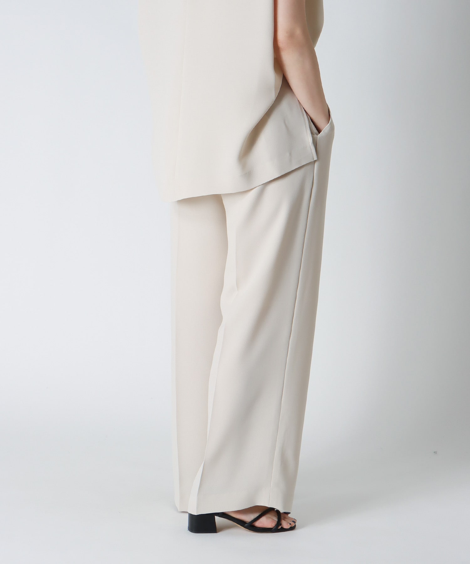 ＜B7＞melange twill wide pants