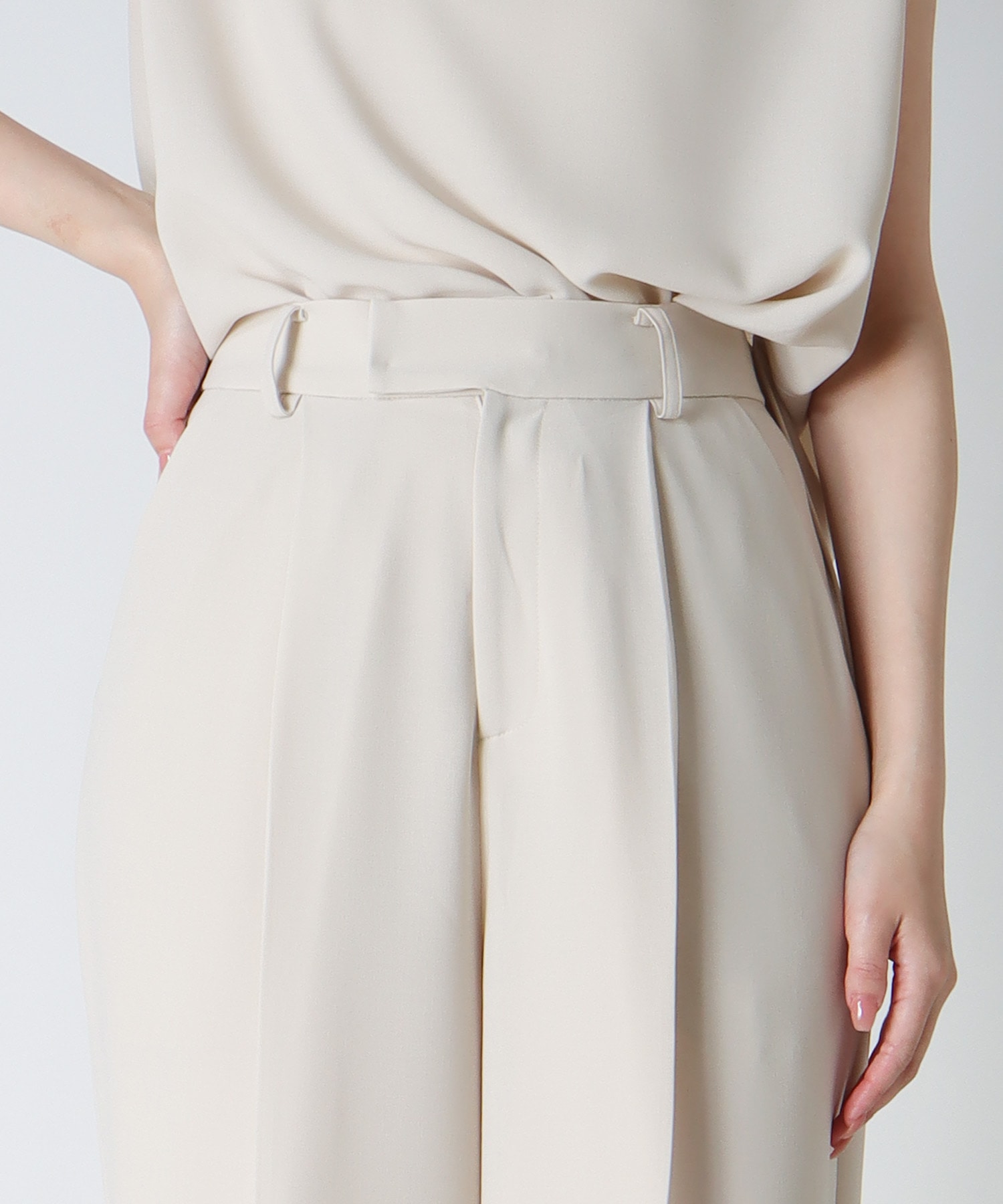 ＜B7＞melange twill wide pants