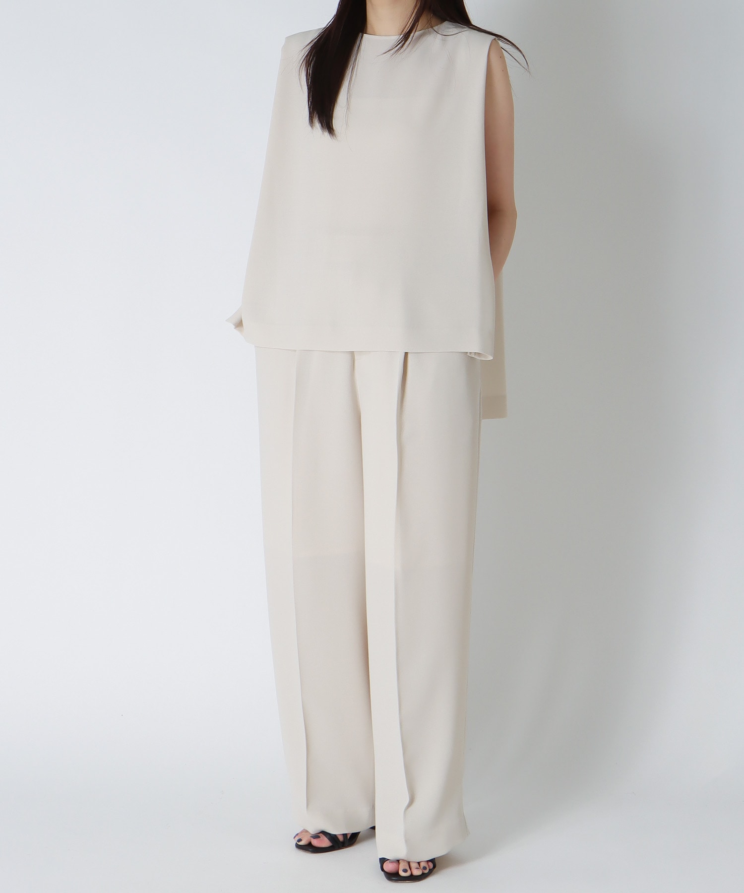 ＜B7＞melange twill wide pants