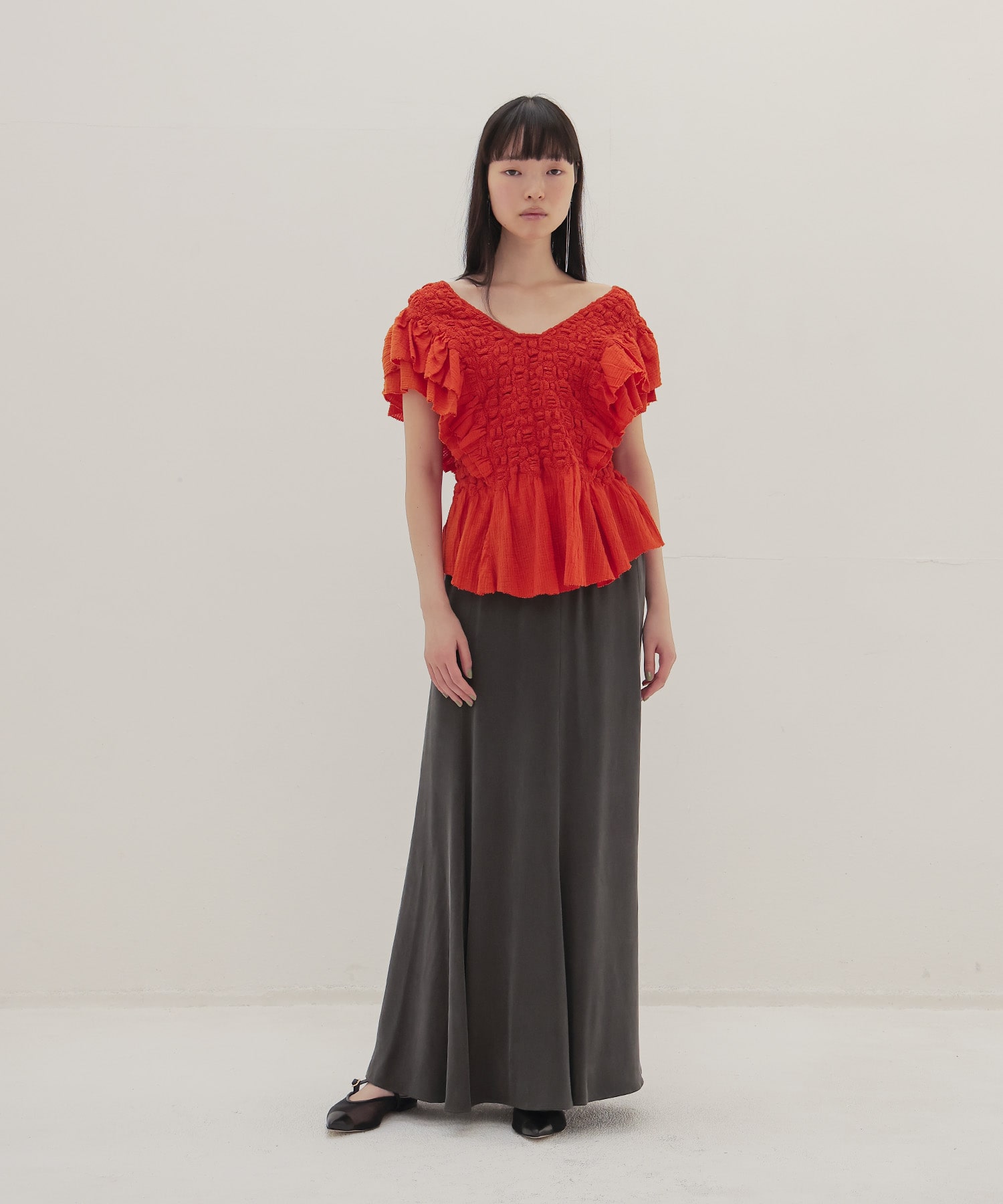 ＜VENIT＞SMOCKING CHECK PULL