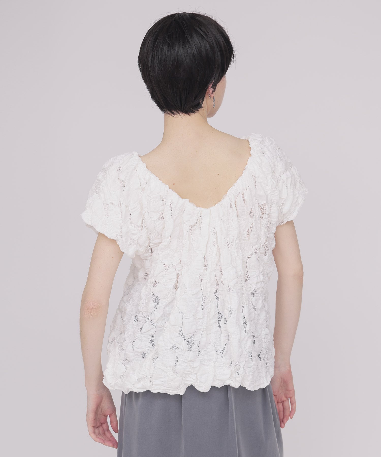 〔お家で試着〕＜VENIT＞WAVE DOT TULLE PULL