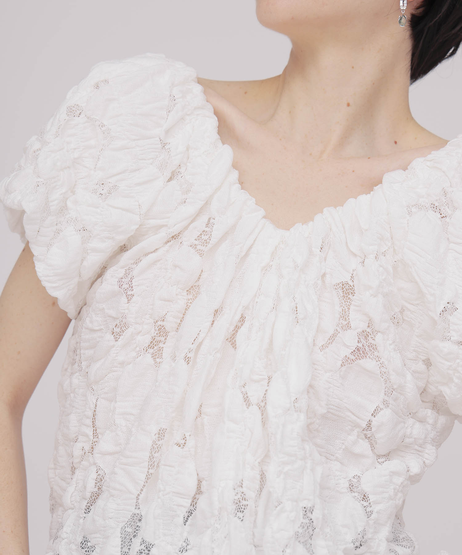 〔お家で試着〕＜VENIT＞WAVE DOT TULLE PULL