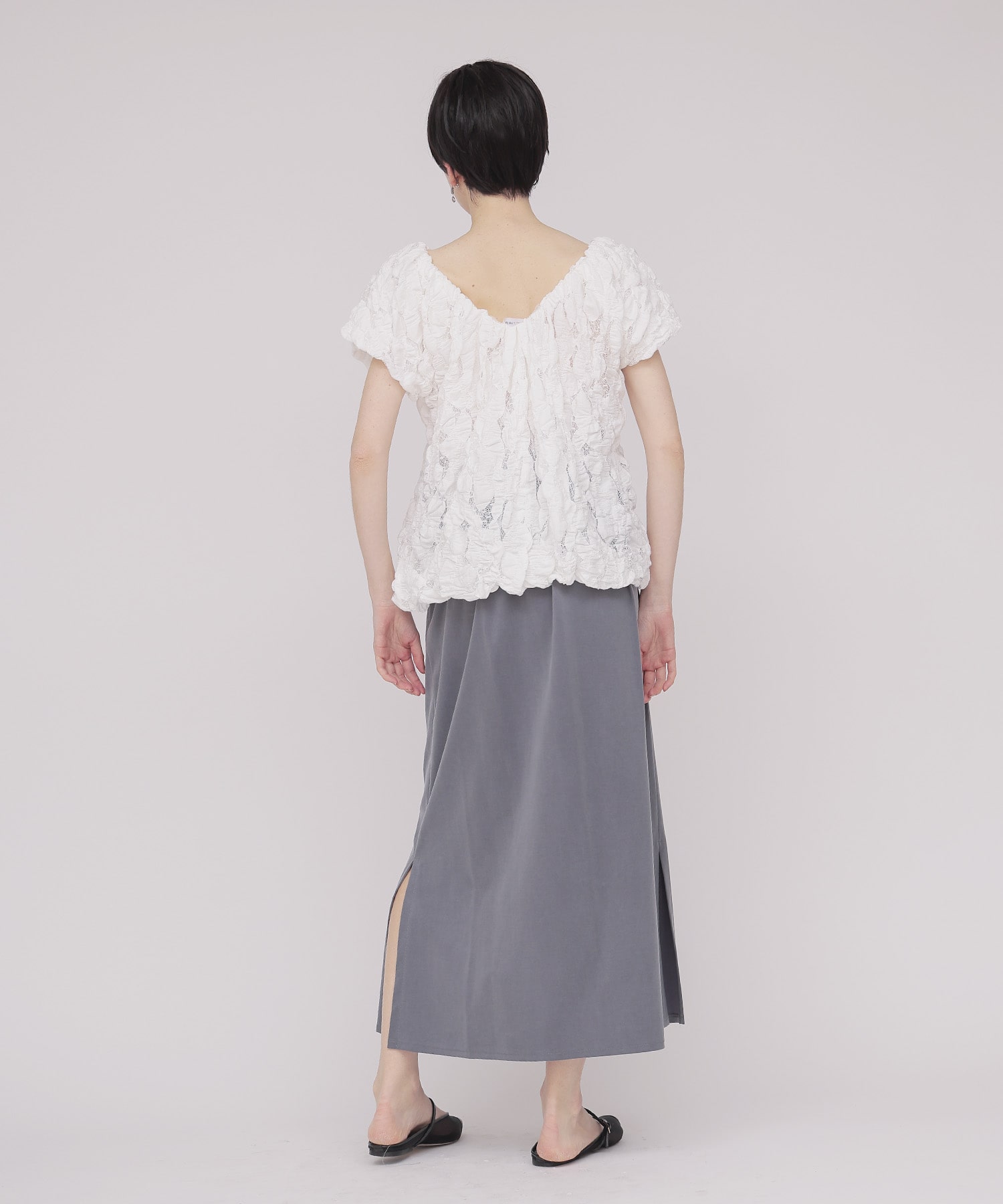〔お家で試着〕＜VENIT＞WAVE DOT TULLE PULL