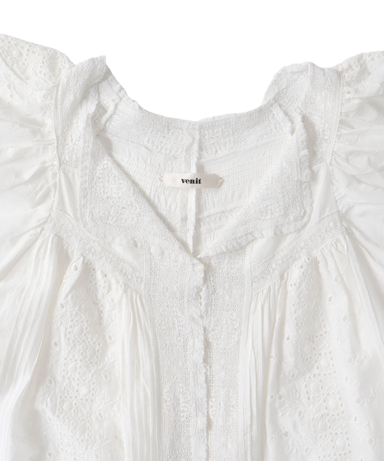 ＜VENIT＞SILK COTTON LACE EMBROIDERY BLOUSE