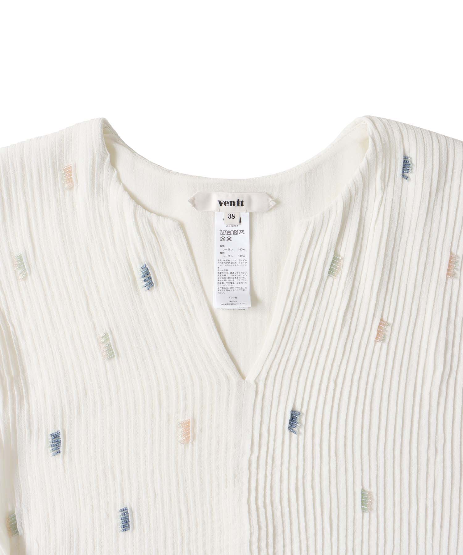 ＜VENIT＞PIN TUCK BEADS EMBROIDERY PULL