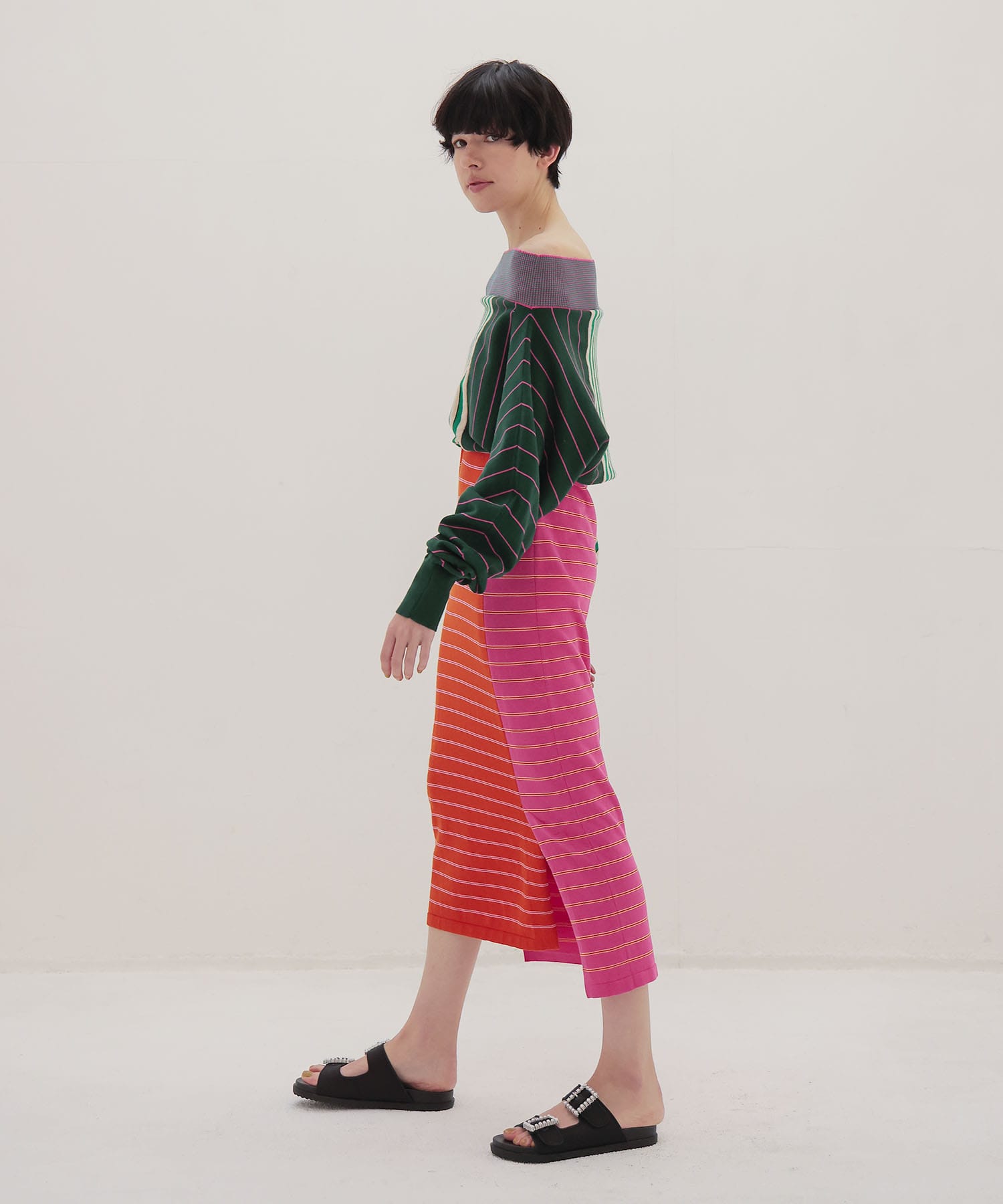 ＜VENIT＞CRAZY BORDER DRESS