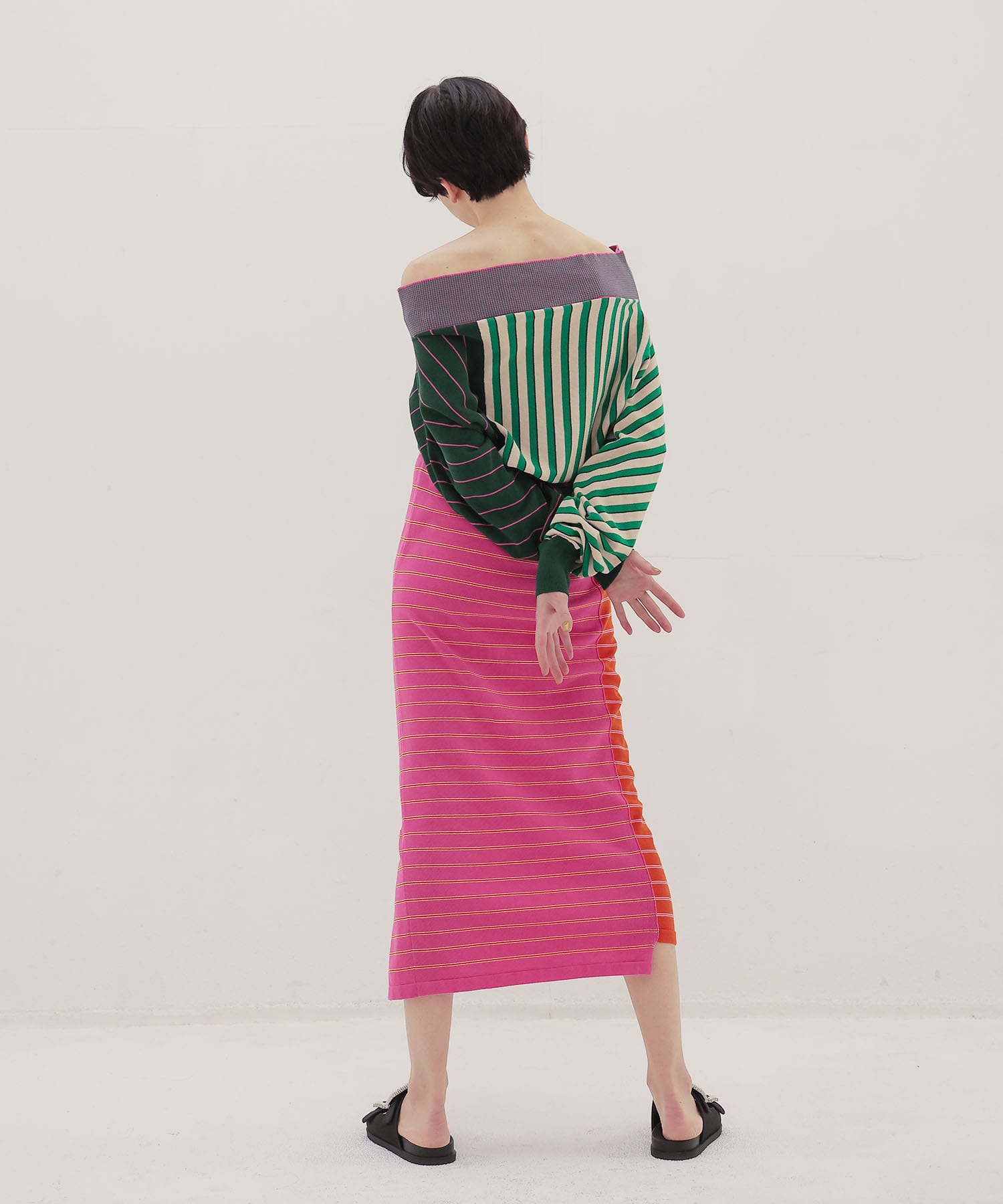 ＜VENIT＞CRAZY BORDER DRESS