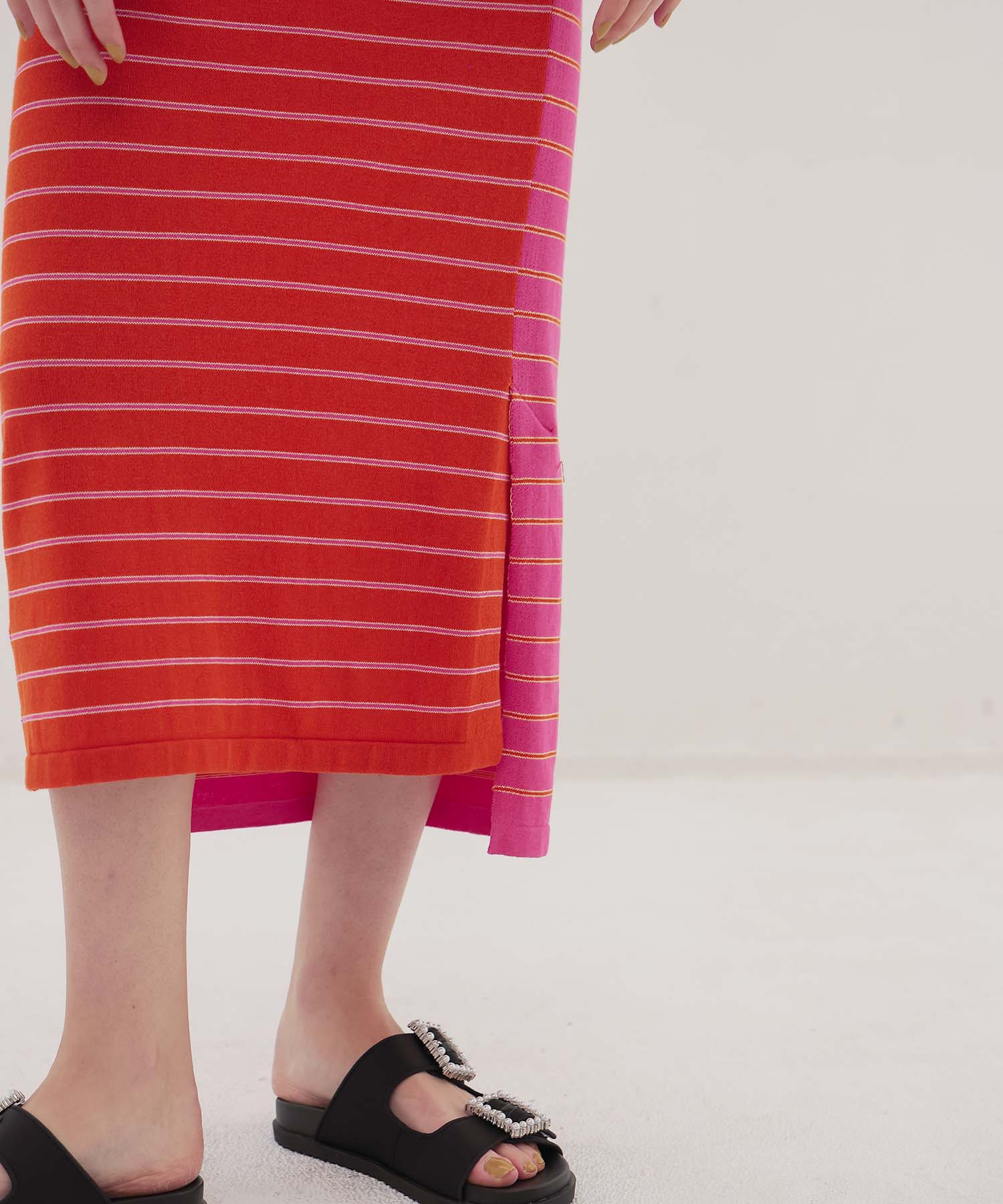 ＜VENIT＞CRAZY BORDER DRESS