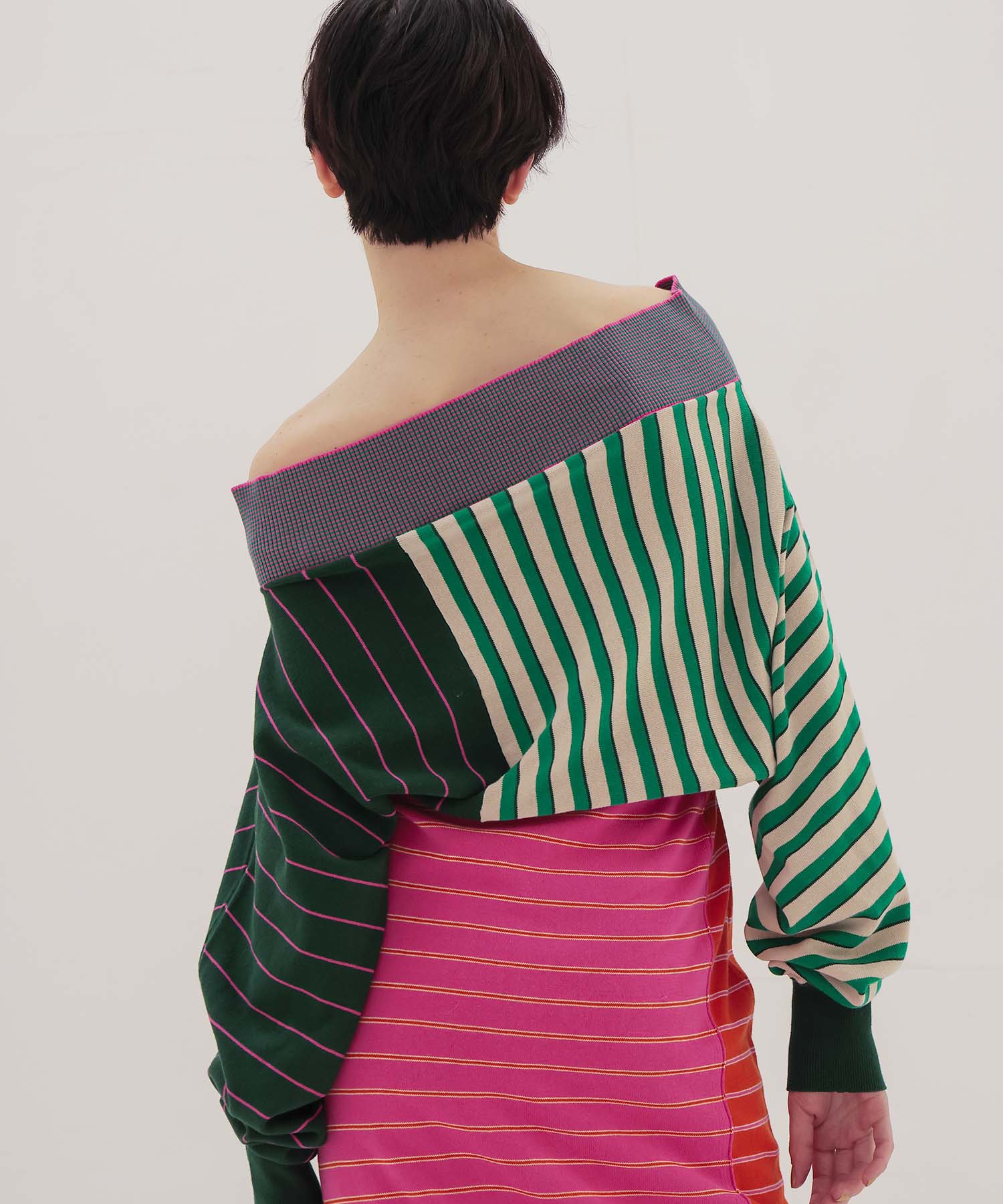 ＜VENIT＞CRAZY BORDER DRESS