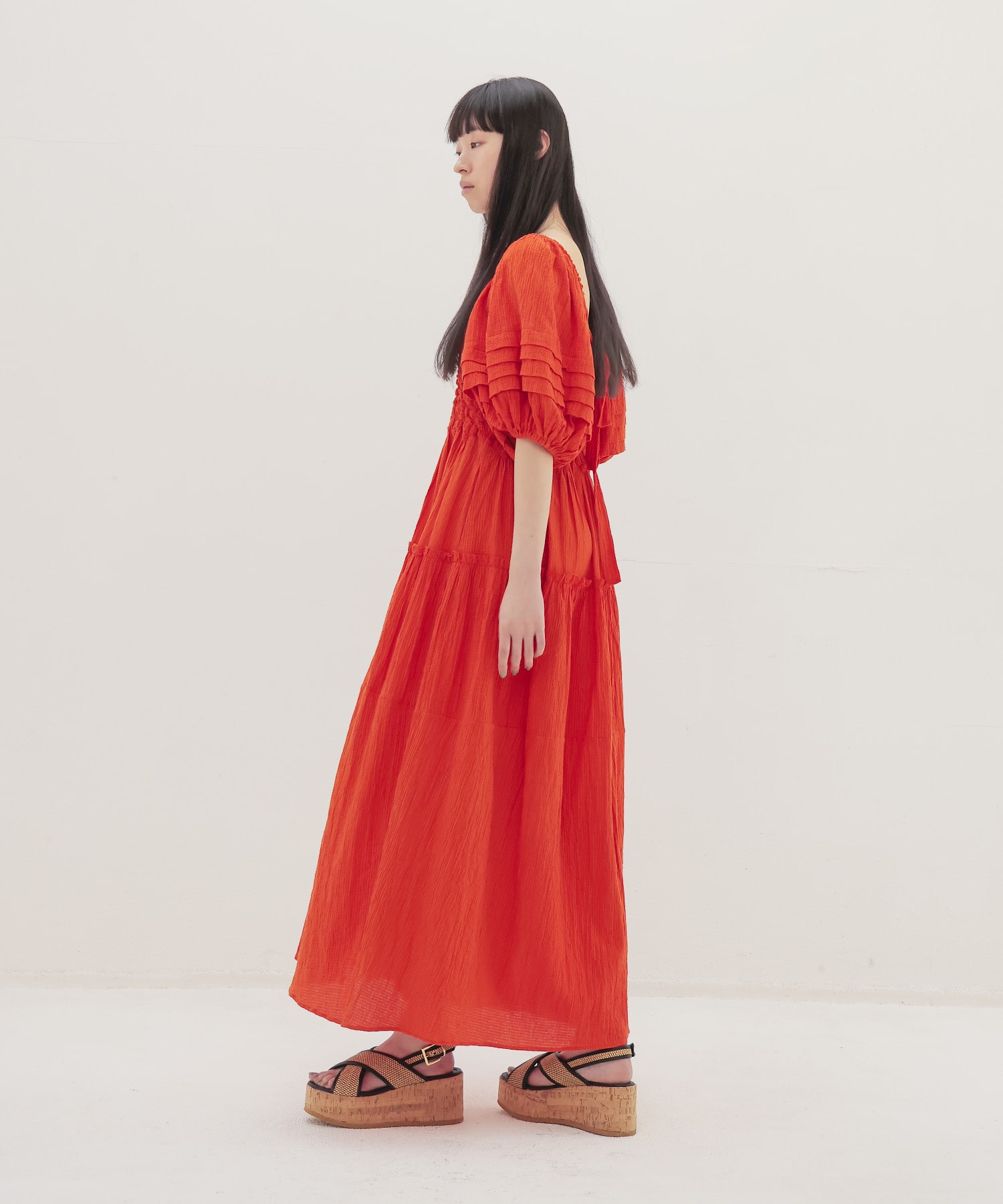 ＜VENIT＞SMOCKING CHECK DRESS