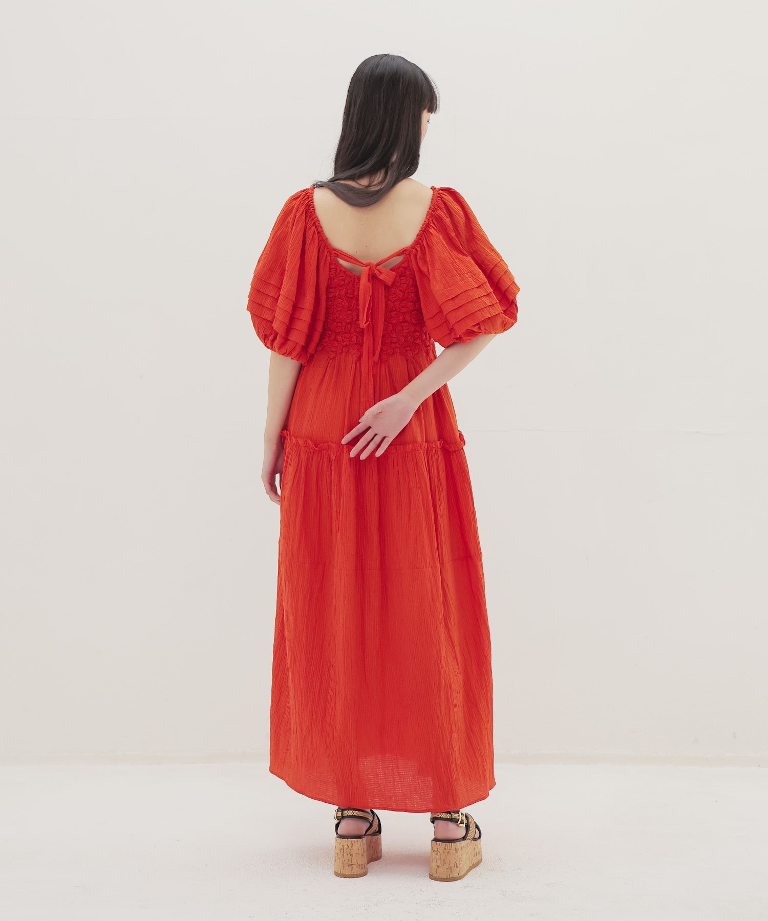 ＜VENIT＞SMOCKING CHECK DRESS