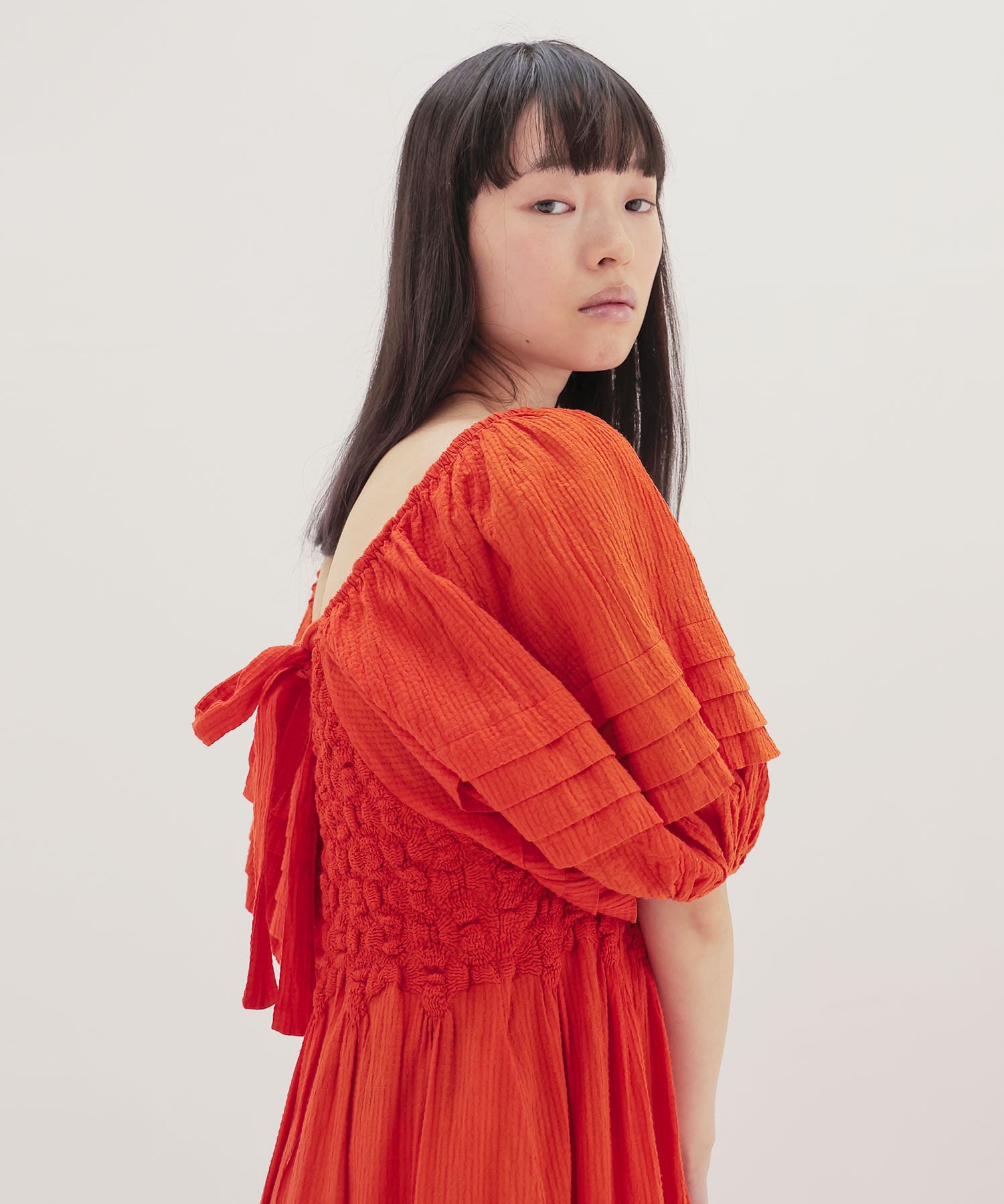 ＜VENIT＞SMOCKING CHECK DRESS