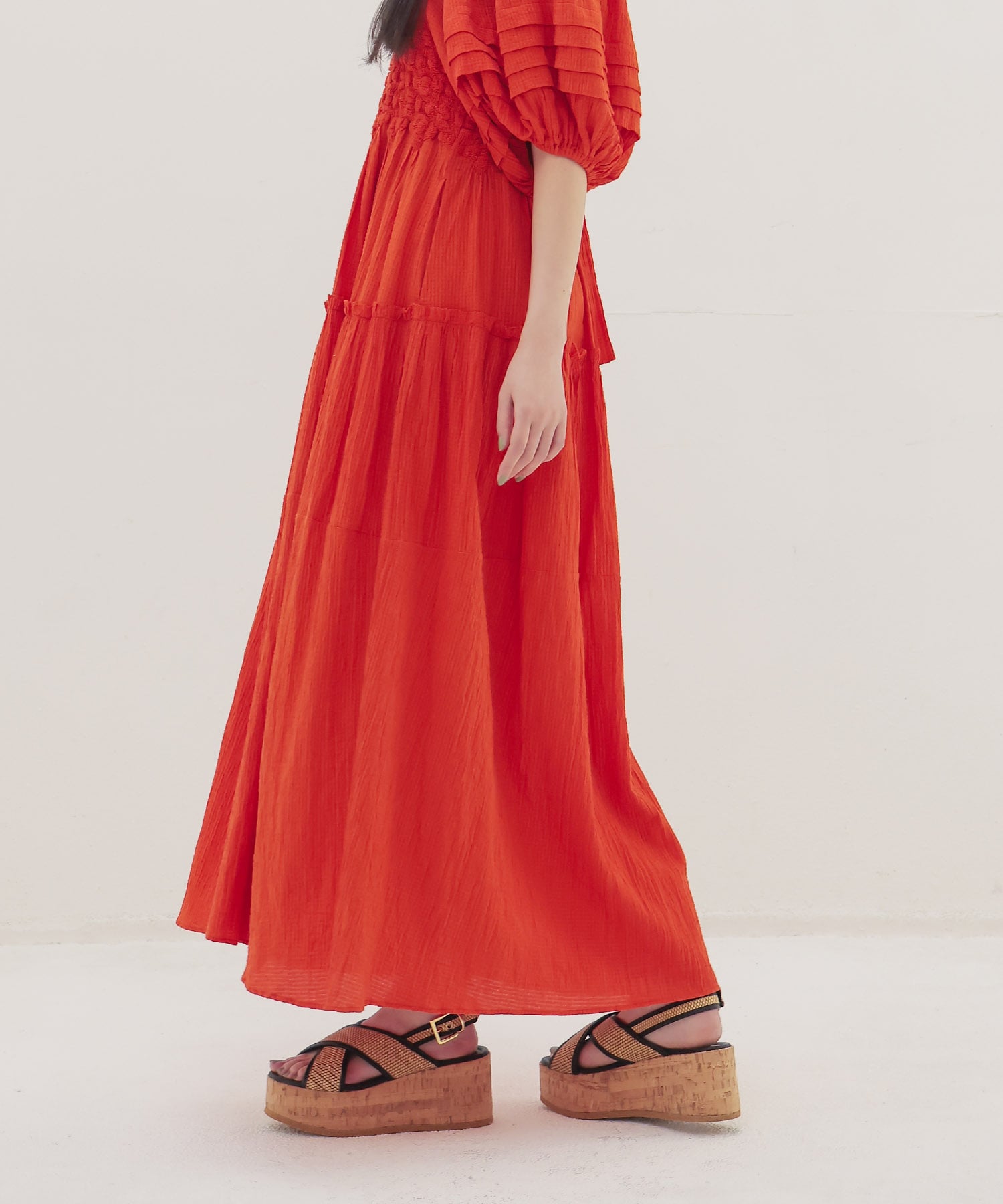 ＜VENIT＞SMOCKING CHECK DRESS