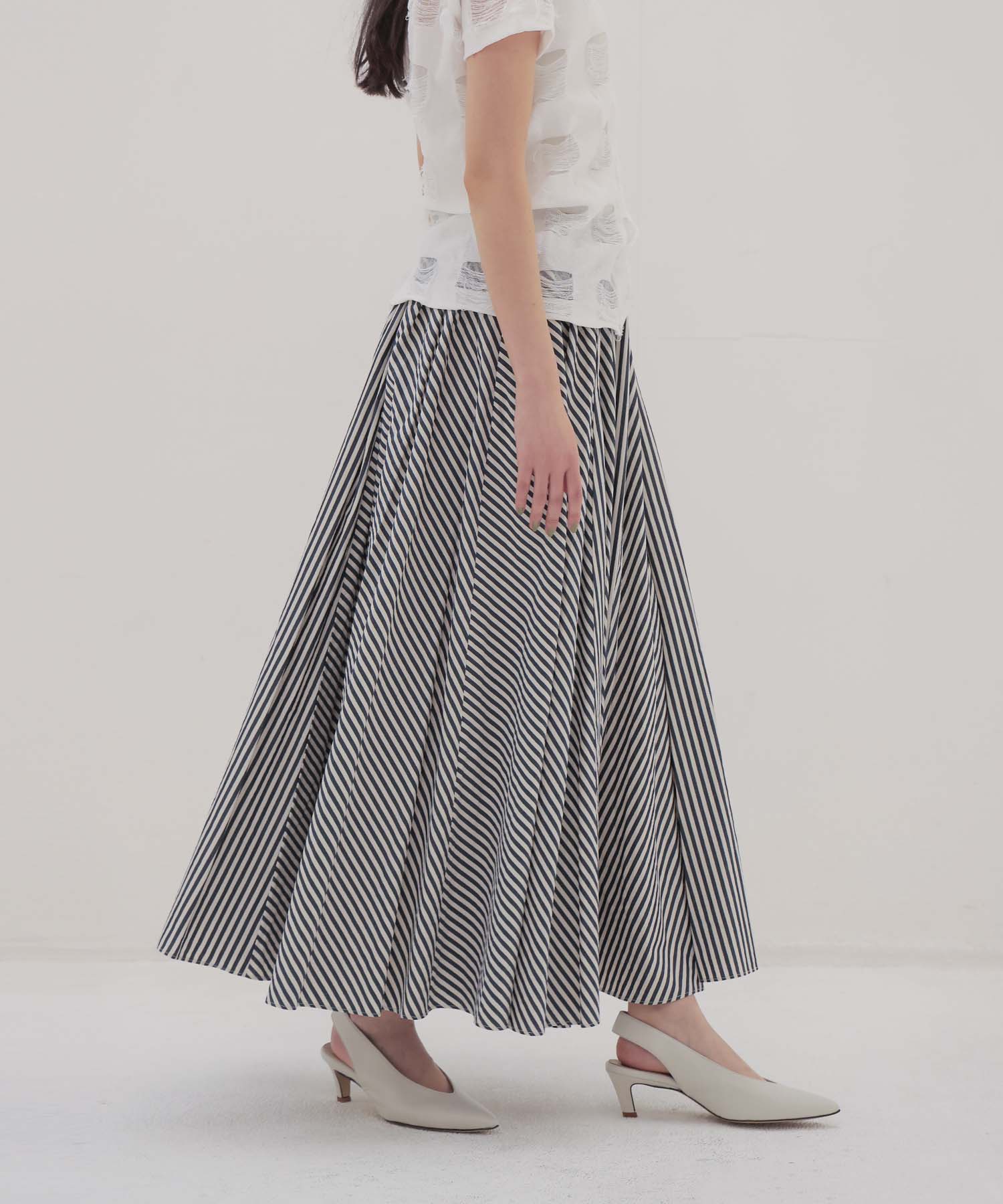 ＜VENIT＞COTTON CUPRA STRIPE SKIRT