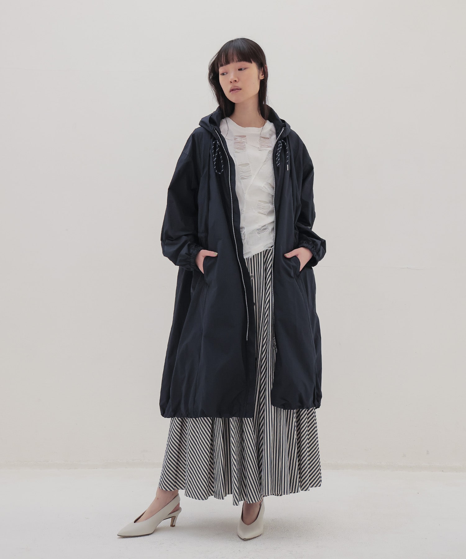 ＜VENIT＞COTTON CUPRA STRIPE SKIRT