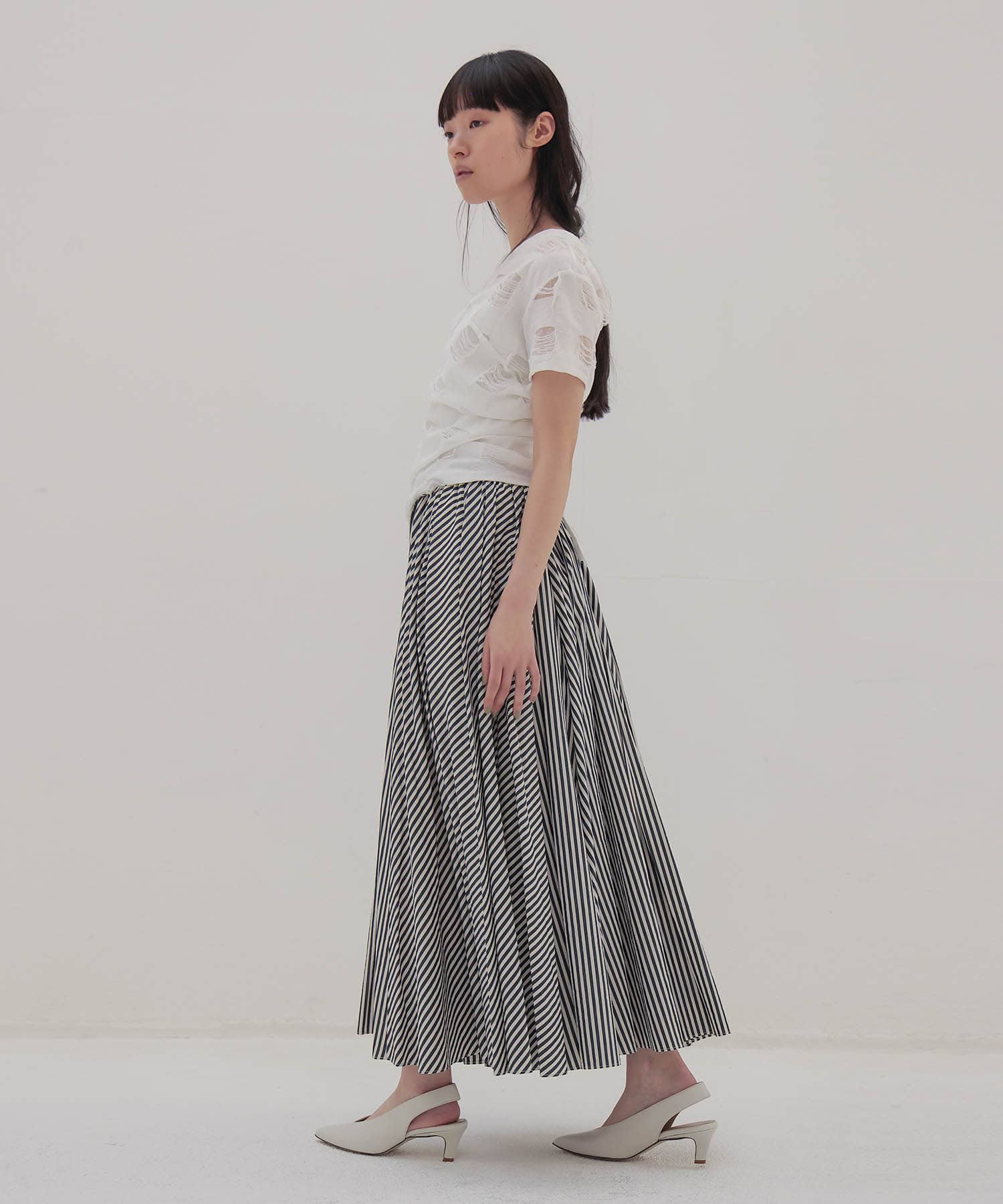 ＜VENIT＞COTTON CUPRA STRIPE SKIRT
