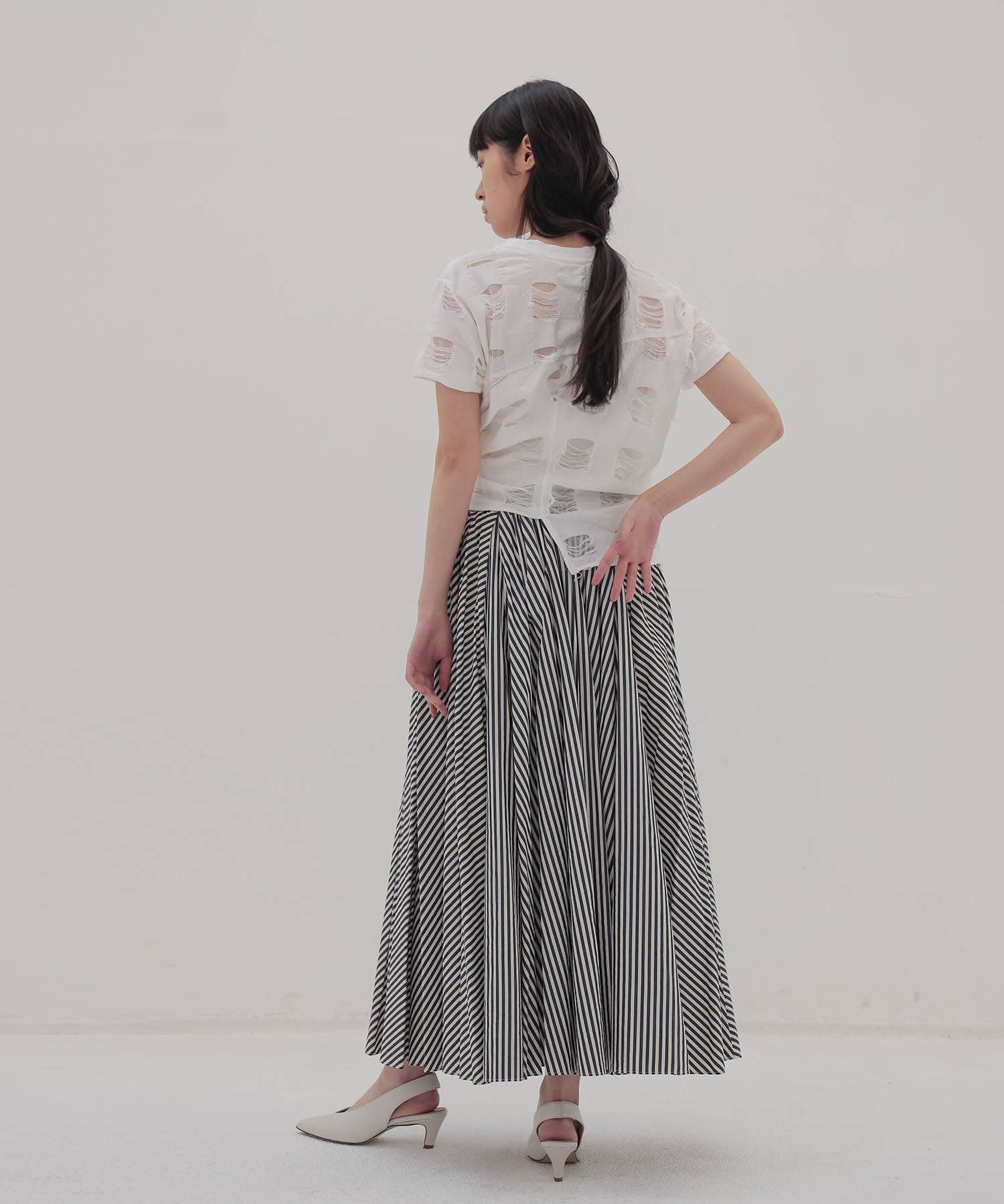 ＜VENIT＞COTTON CUPRA STRIPE SKIRT