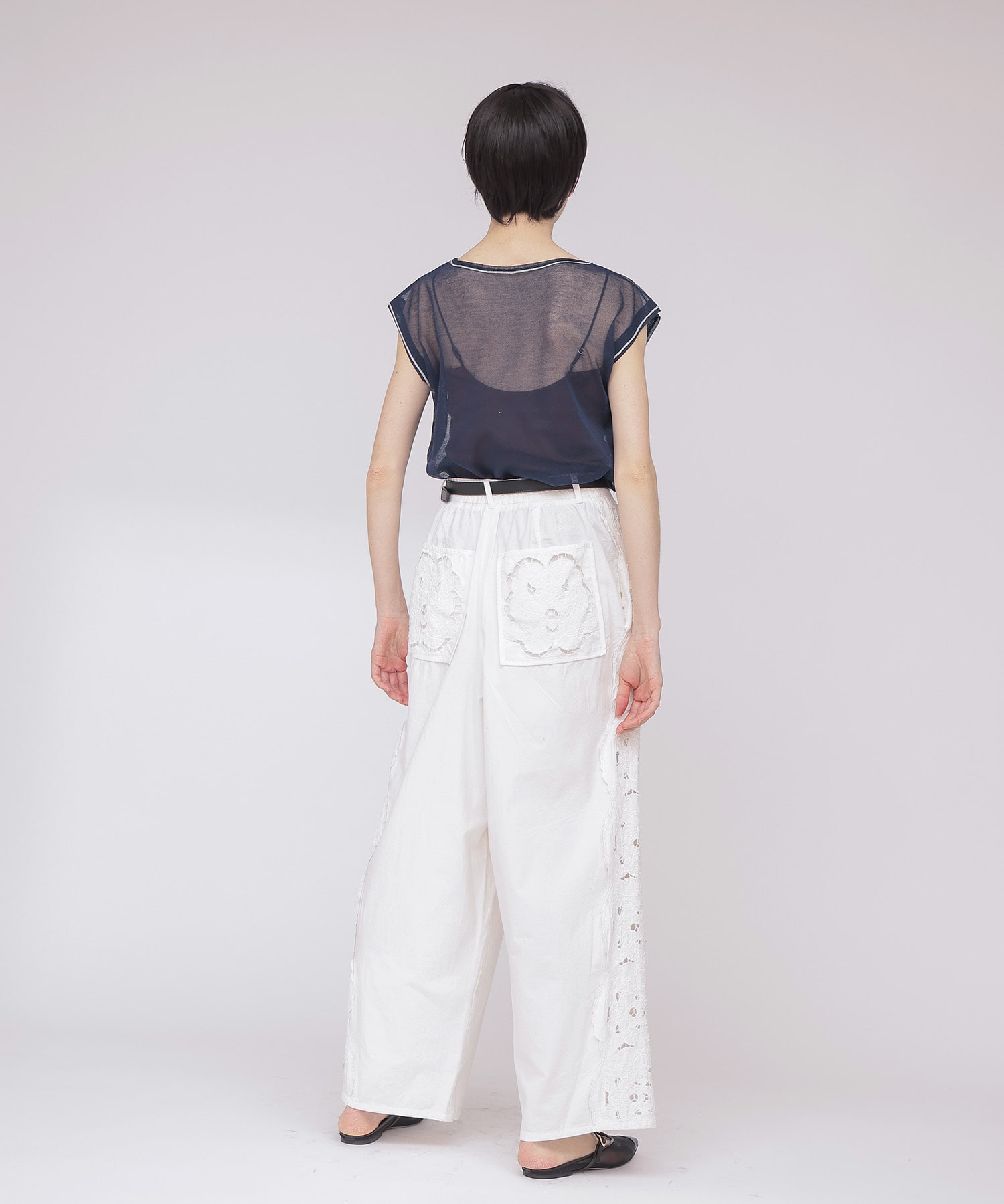 〔お家で試着〕＜VENIT＞CUT WORK LACE EMBROIDERY PANTS