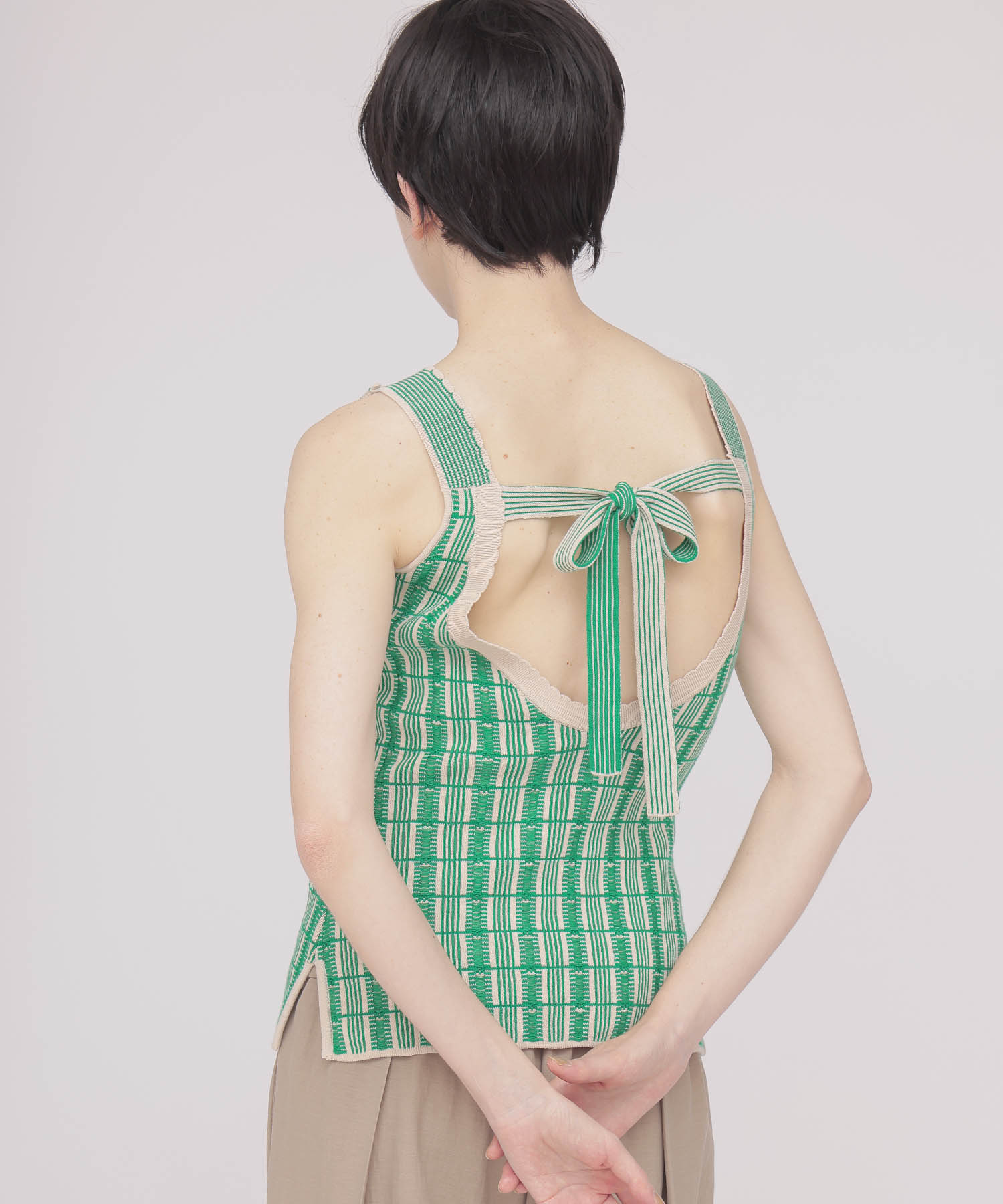 〔お家で試着〕＜VENIT＞RETRO JACQUARD KNIT TANK